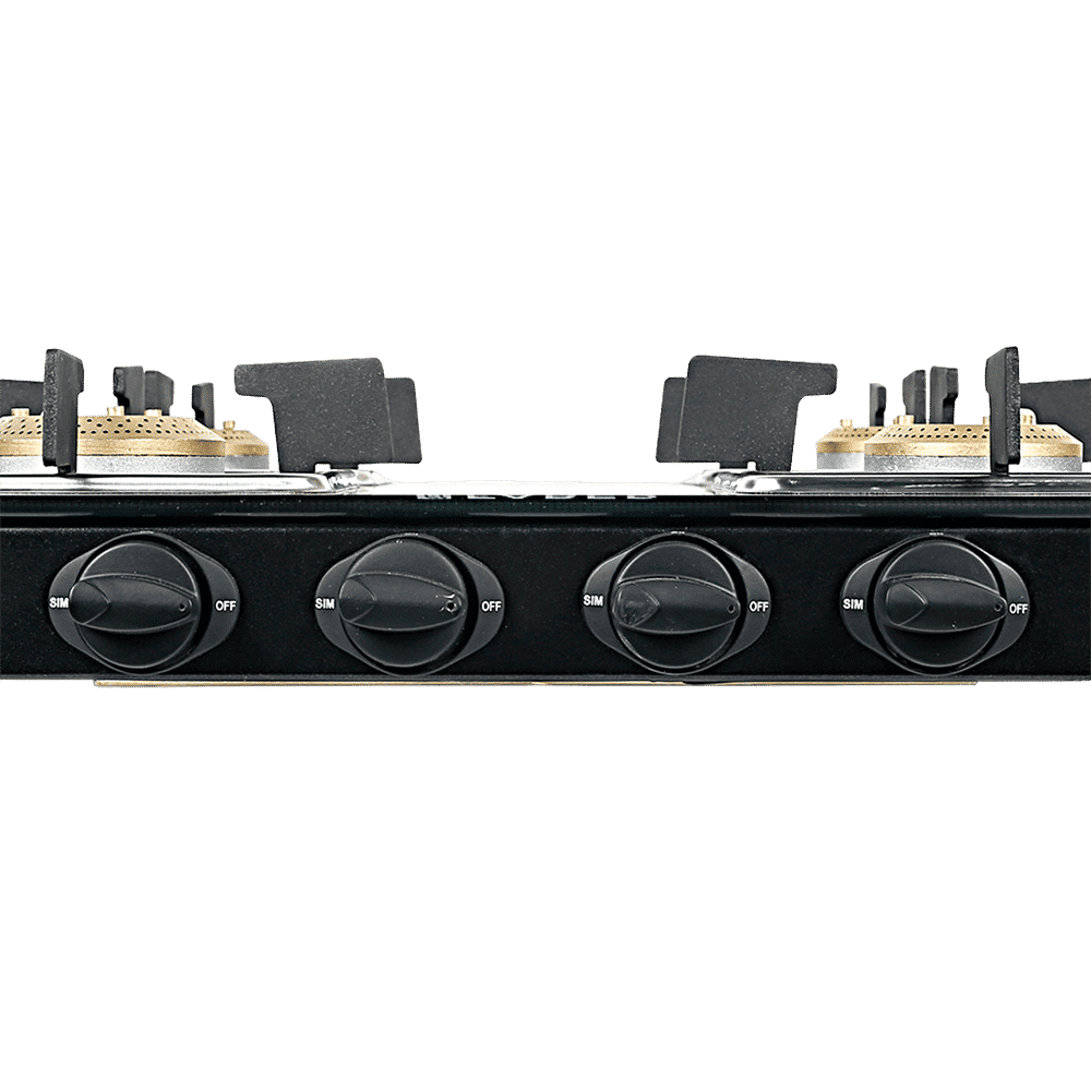 Faber PEARL 4BB BK Tempered Glass Top 4 Burner Manual Gas Stove (Corrosion Resistance, Black)_5