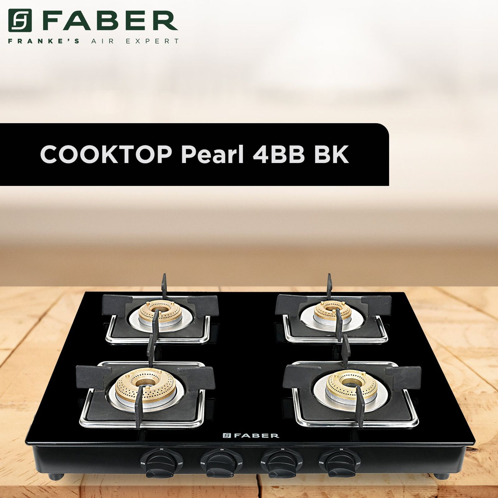 Faber PEARL 4BB BK Tempered Glass Top 4 Burner Manual Gas Stove (Corrosion Resistance, Black)_7