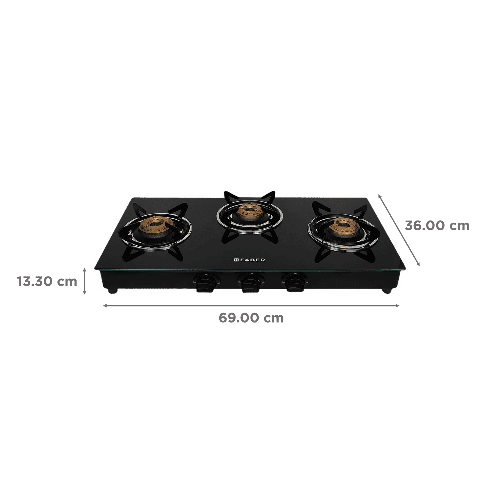 Faber DAISY 3BB BK Tempered Glass Top 3 Burner Manual Gas Stove (Scratch Resistant, Black)_2