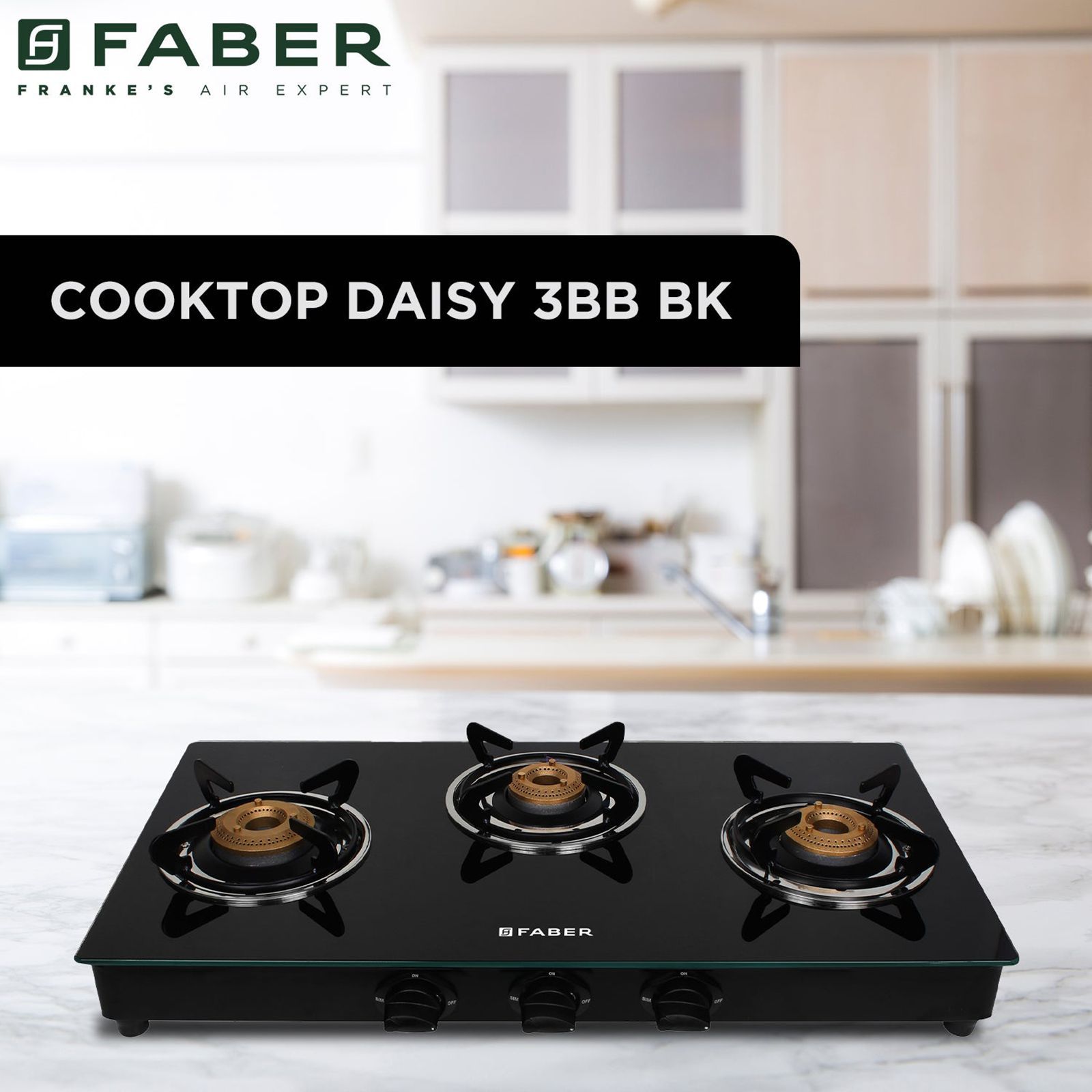 Faber DAISY 3BB BK Tempered Glass Top 3 Burner Manual Gas Stove (Scratch Resistant, Black)_7
