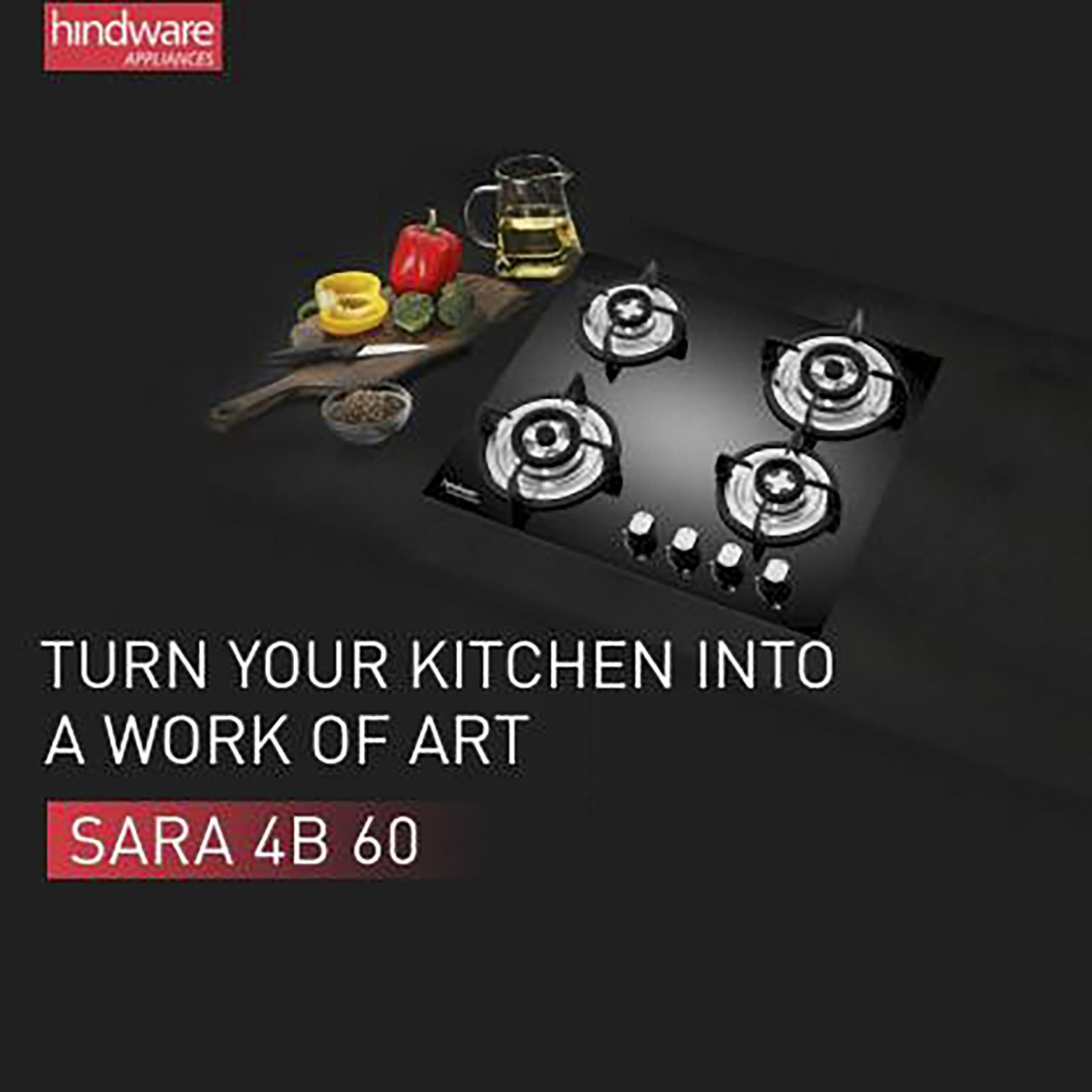 Hindware Sara Plus Toughened Glass Top 4 Burner Automatic Hob (Stainless Steel Drip Tray, Black)_7