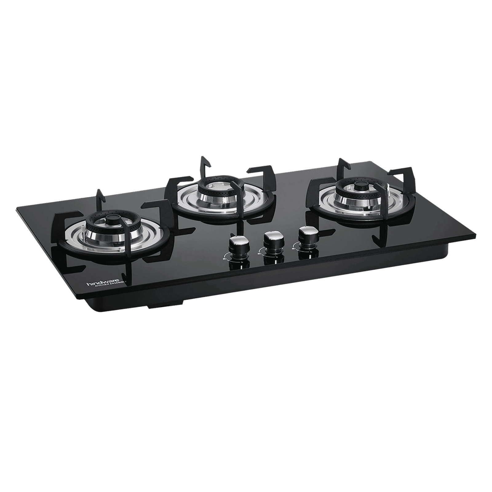 Hindware Ella Plus Toughened Glass Top 3 Burner Automatic Electric Hob (Triple Ring Burner, Black)_1