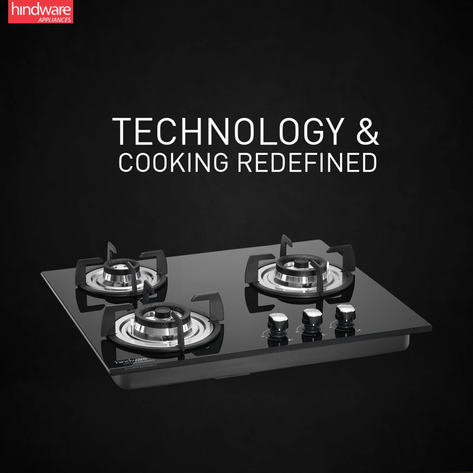Hindware Nora Plus Toughened Glass Top 3 Burner Automatic Electric Hob (Triple Ring Burner, Black)_7
