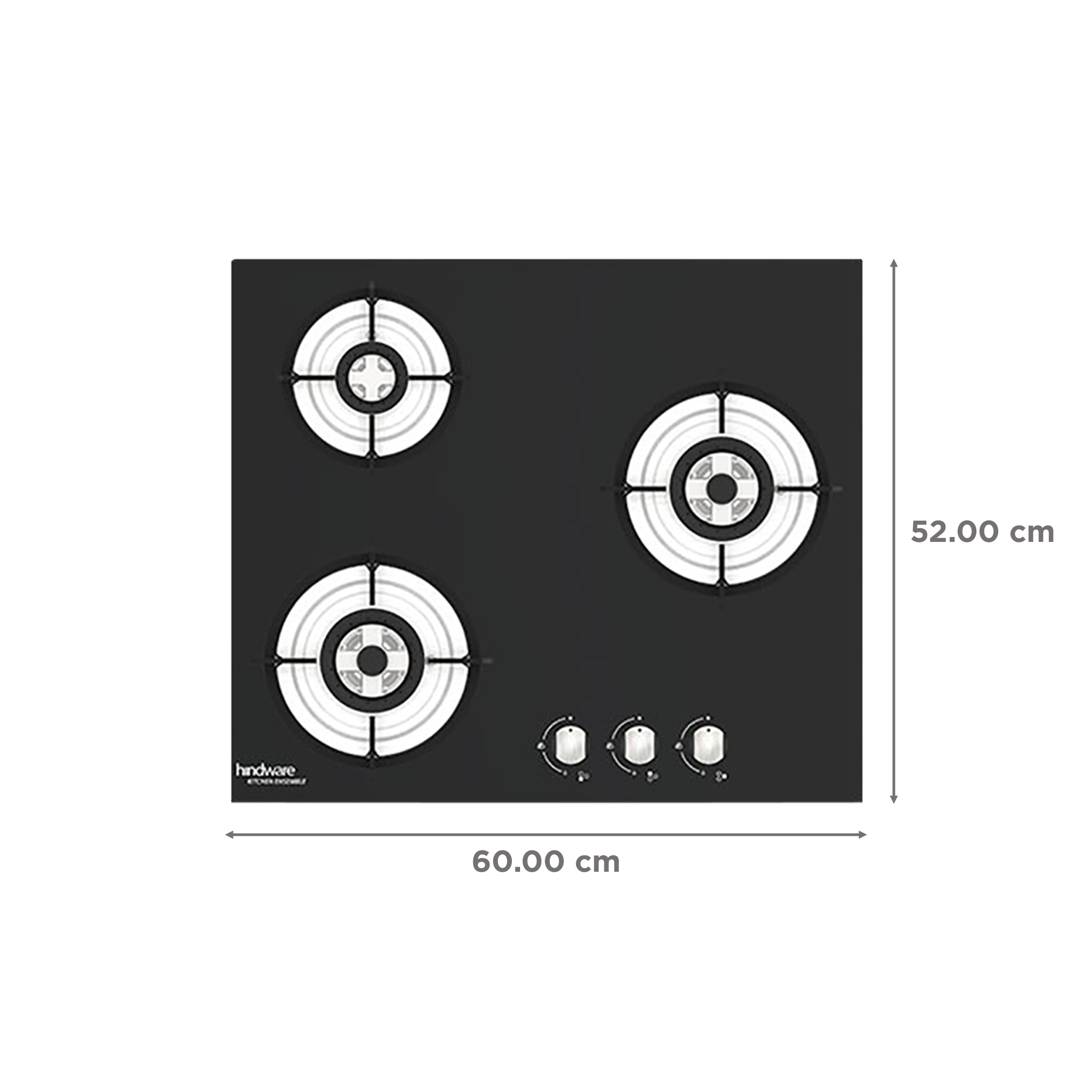 Hindware Nora Plus Toughened Glass Top 3 Burner Automatic Electric Hob (Triple Ring Burner, Black)_2