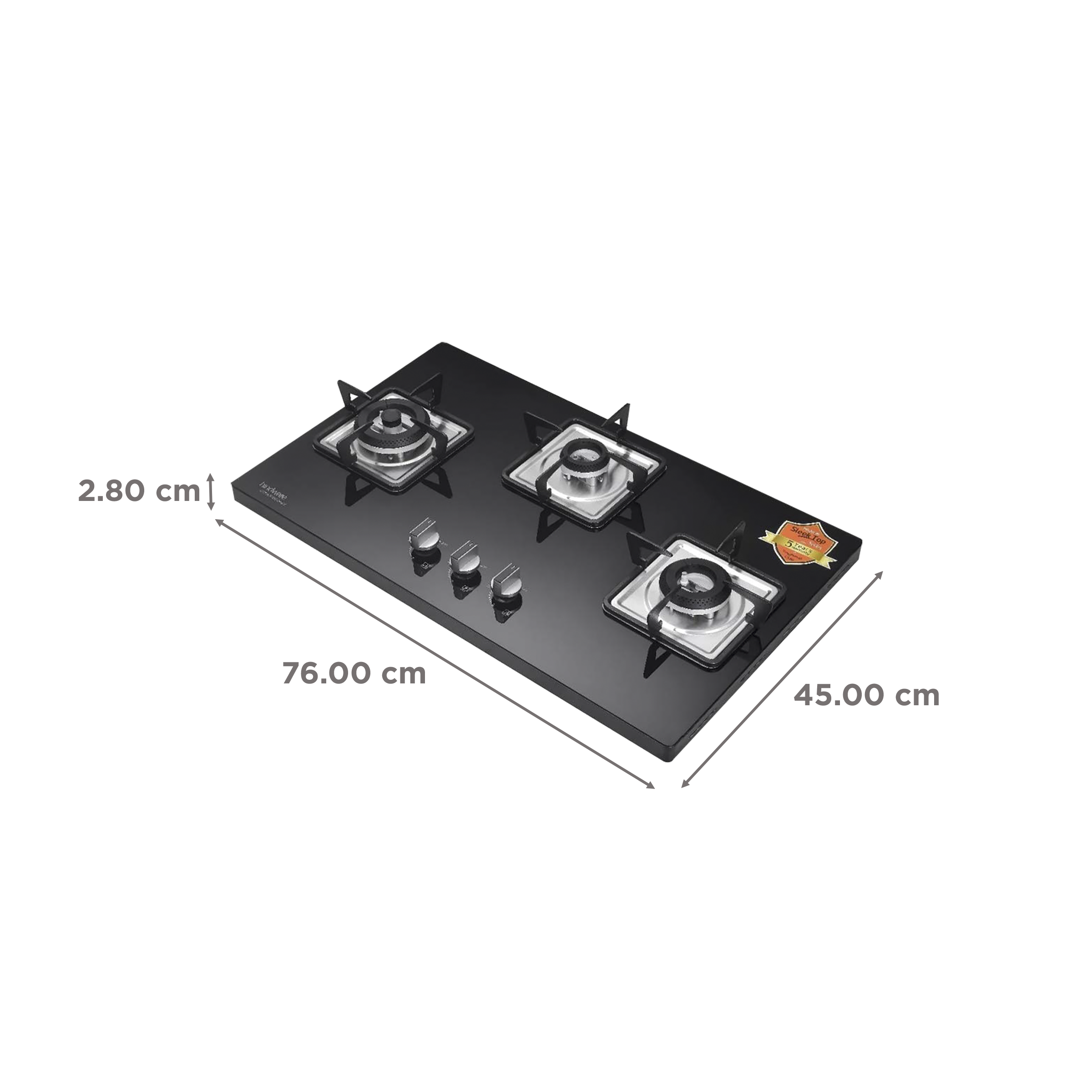 Hindware Rosia Toughened Glass Top 3 Burner Automatic Electric Hob (Ergonomic Bakelite Knob, Black)_2