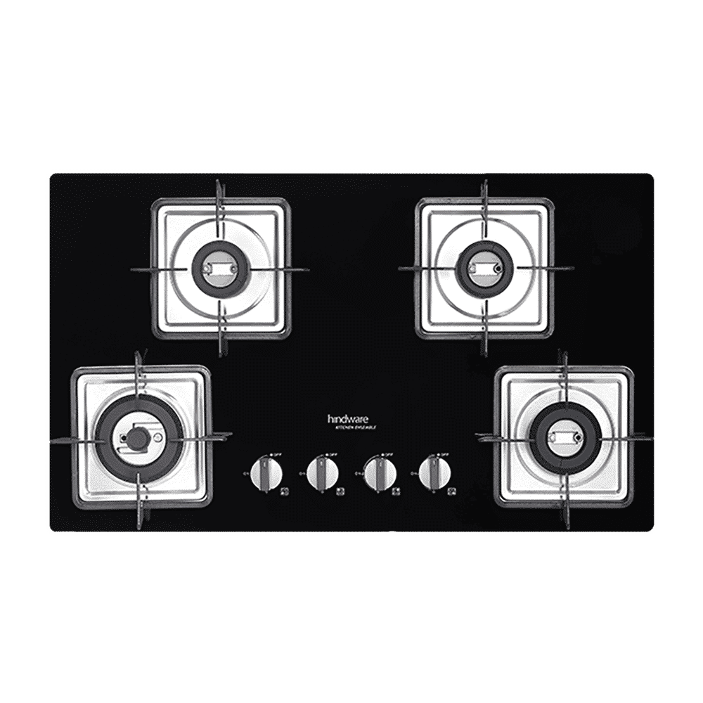 Hindware Rosia Toughened Glass Top 4 Burner Automatic Electric Hob (Spill Proof, Black)_1