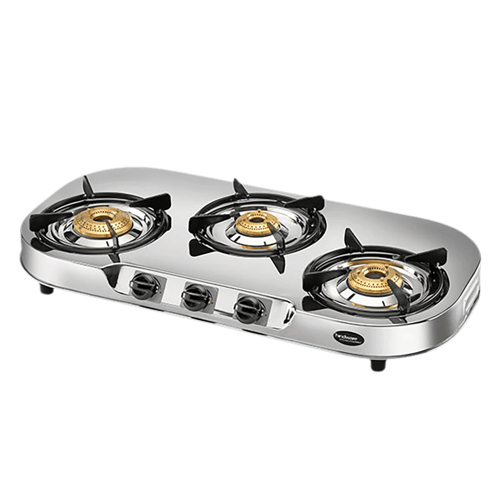 hindware Festo 3 Burner Manual Gas Stove (Sturdy Pan Support, Silver)_1