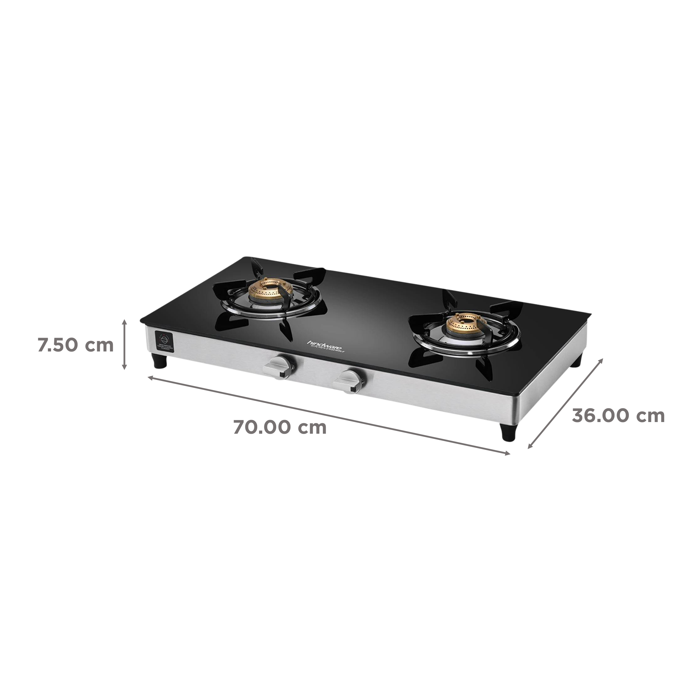 Hindware ARMO Plus Toughened Glass Top 2 Burner Manual Gas Stove (Sleek Body Design, Black)_2