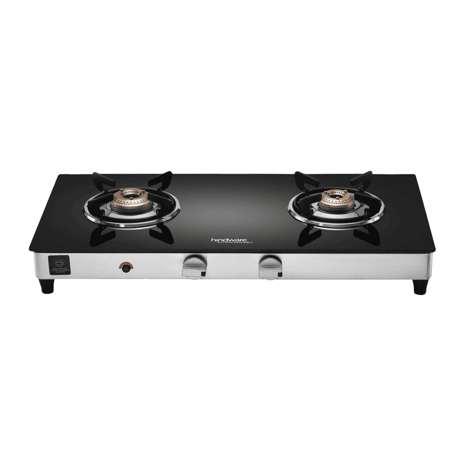 Hindware ARMO Plus Toughened Glass Top 2 Burner Automatic Gas Stove (Sleek Body Design, Black)_1