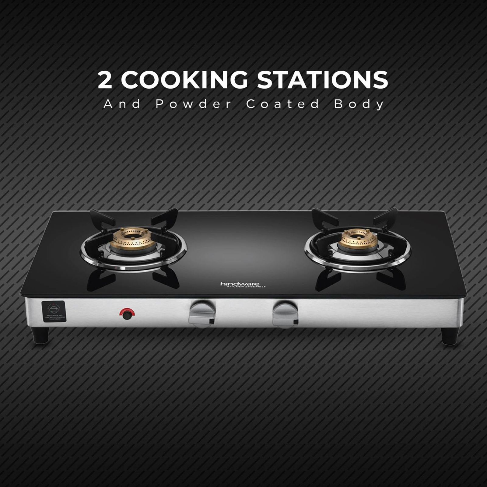 Hindware ARMO Plus Toughened Glass Top 2 Burner Automatic Gas Stove (Sleek Body Design, Black)_7