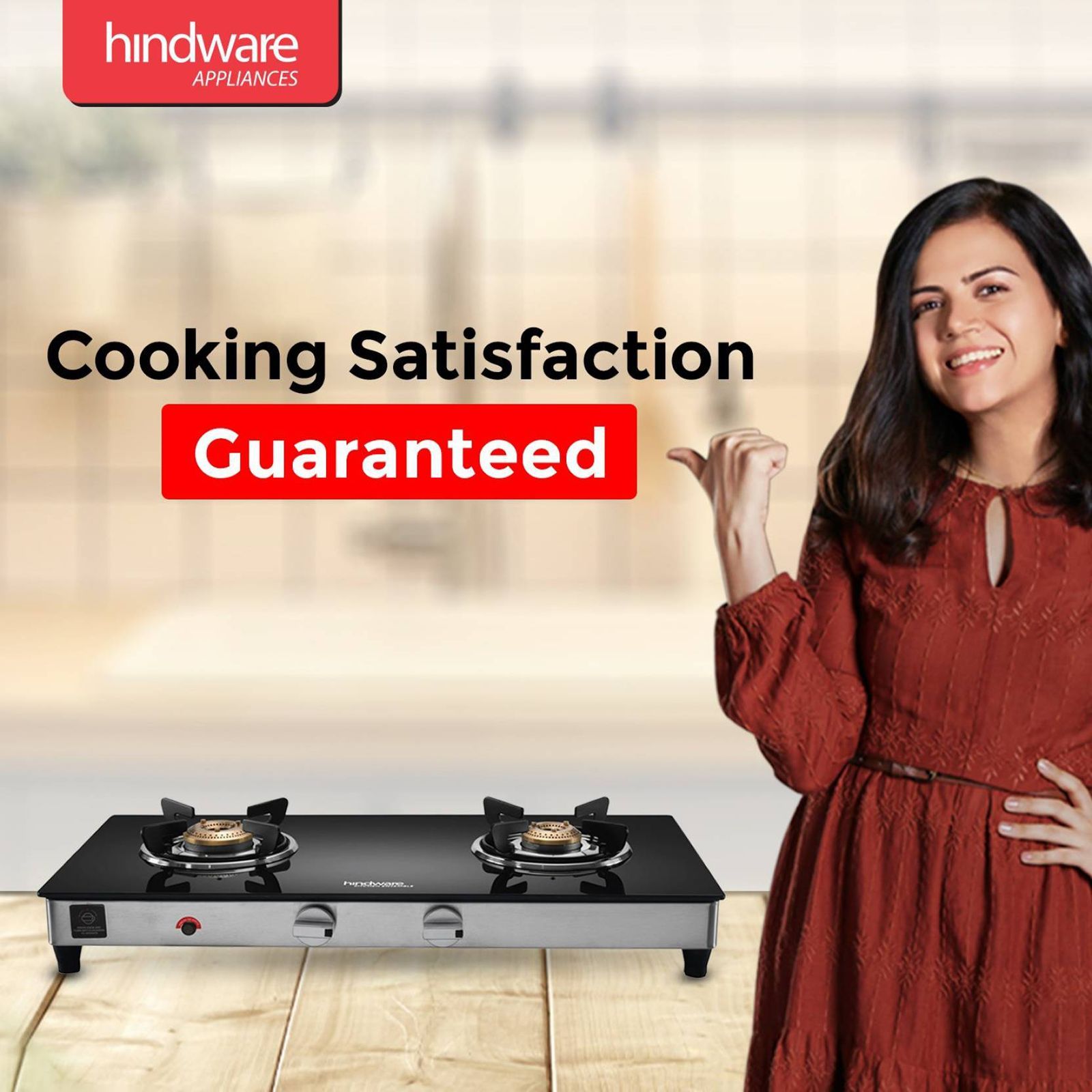 Hindware ARMO Plus Toughened Glass Top 2 Burner Automatic Gas Stove (Sleek Body Design, Black)_4