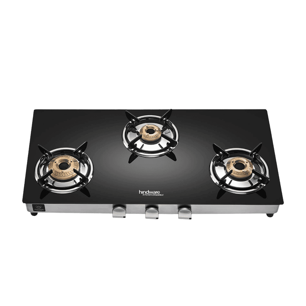Hindware ARMO Plus Toughened Glass Top 3 Burner Manual Gas Stove (Sleek Body Design, Black)_8