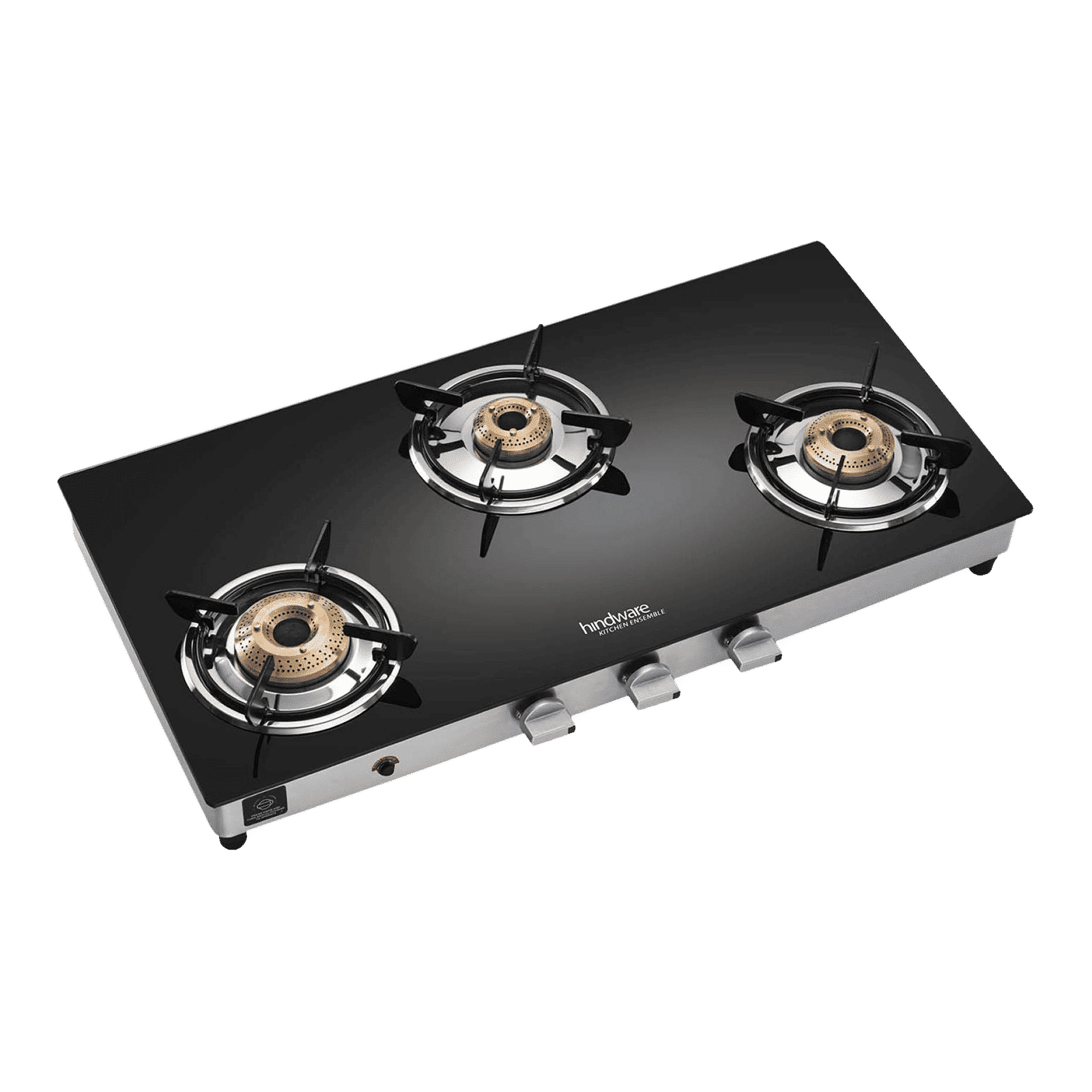 Hindware ARMO Plus Toughened Glass Top 3 Burner Automatic Gas Stove (Sleek Body Design, Black)_1