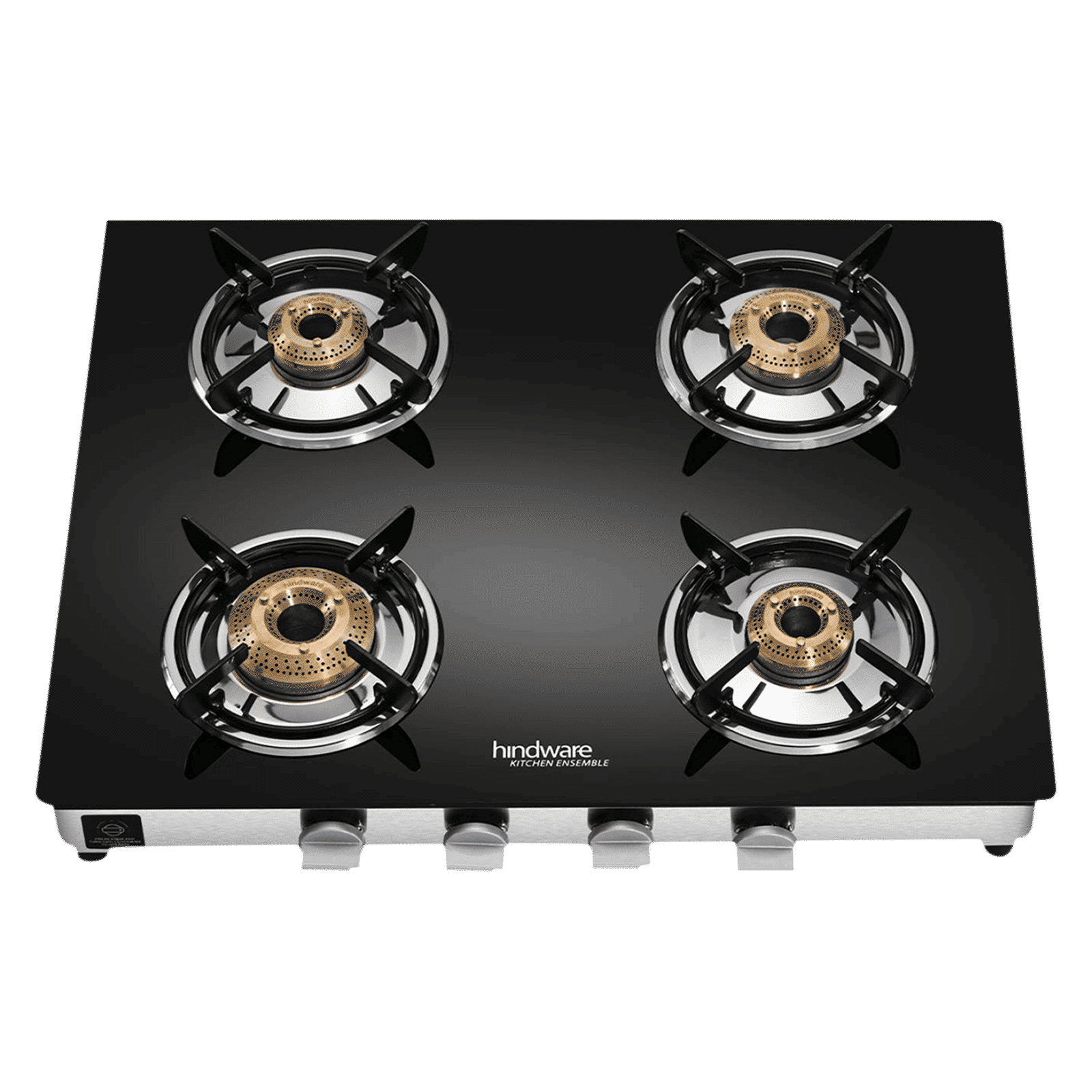 Hindware ARMO Plus Toughened Glass Top 4 Burner Manual Gas Stove (Sleek Body Design, Black)_1