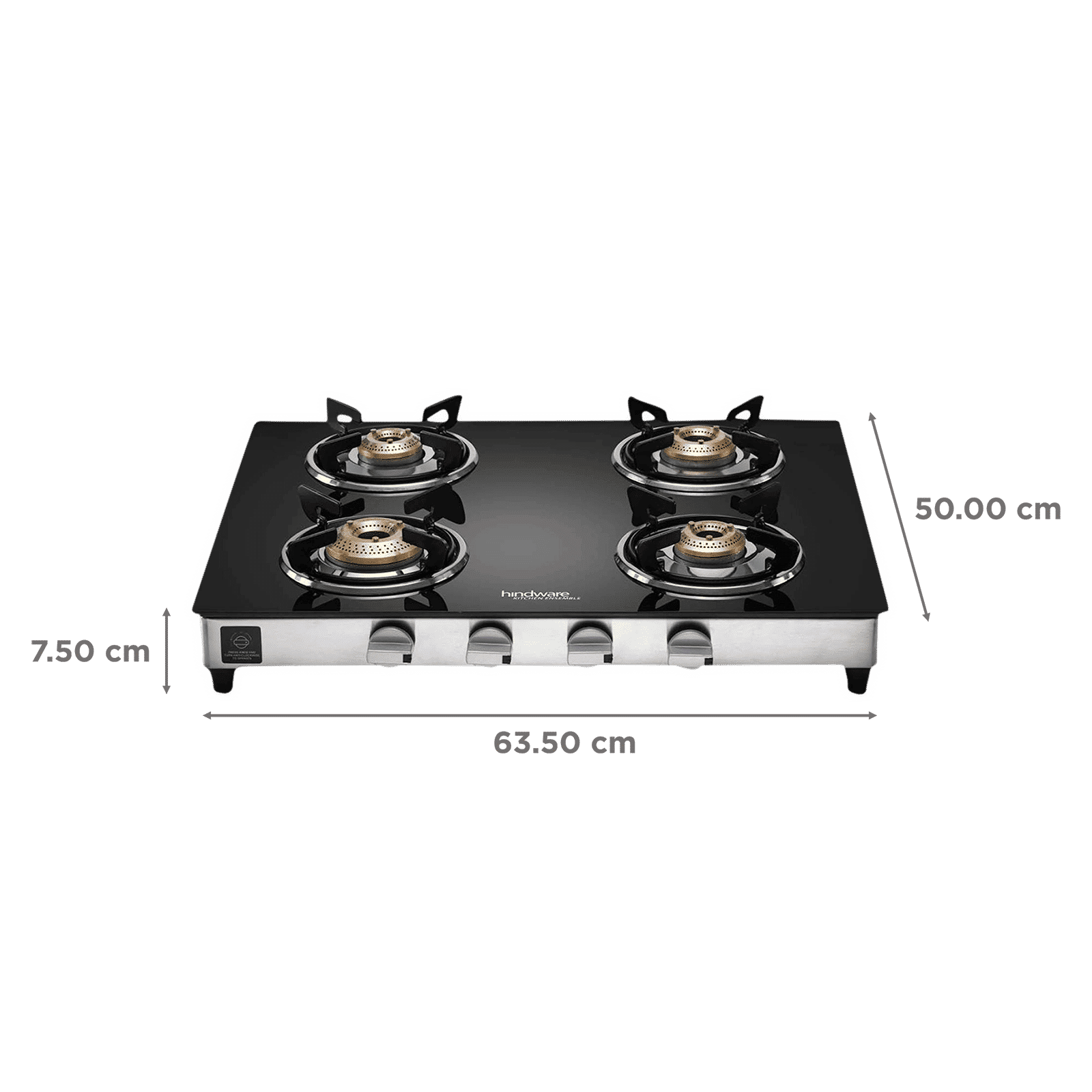 Hindware ARMO Plus Toughened Glass Top 4 Burner Manual Gas Stove (Sleek Body Design, Black)_2