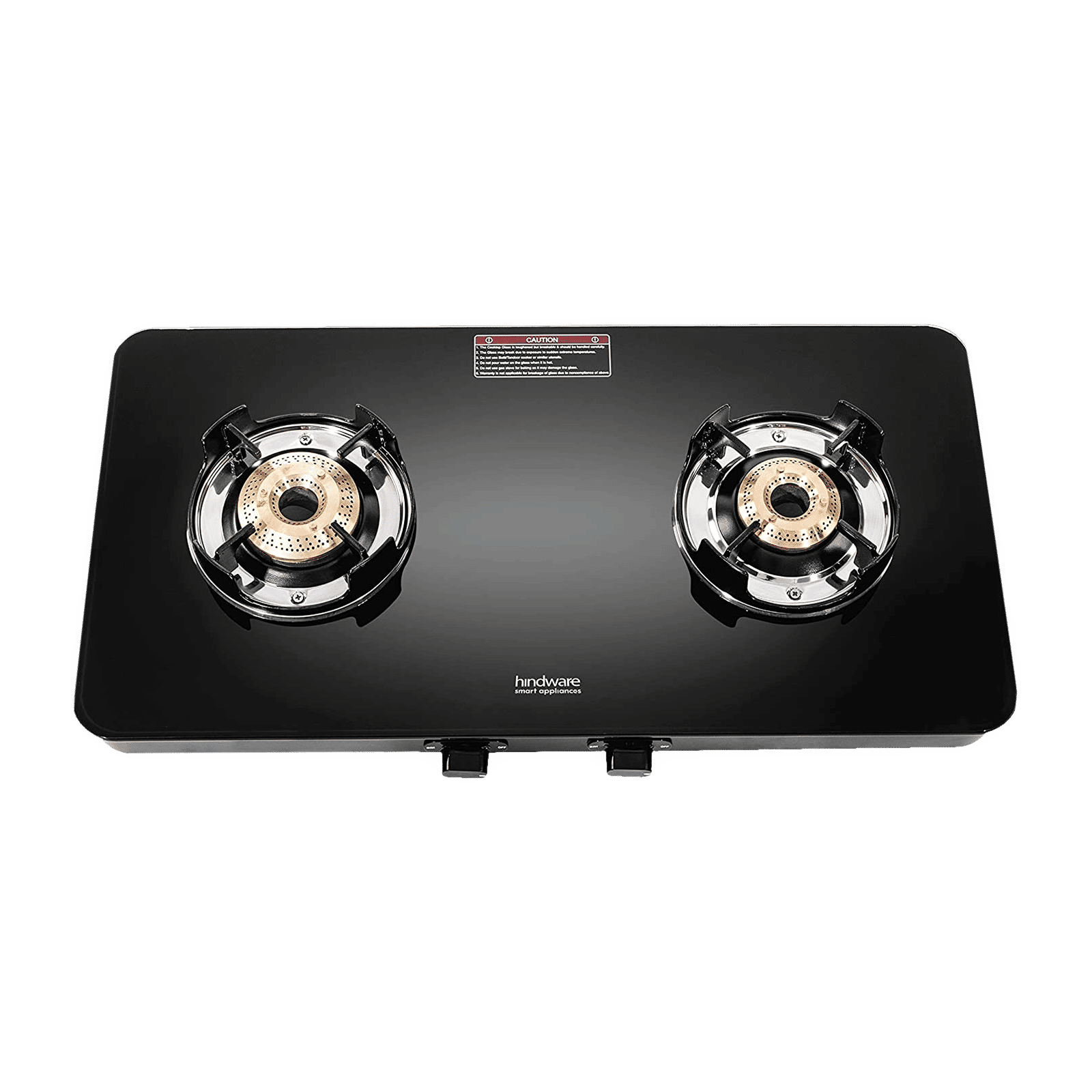 Hindware Alverio Neo Toughened Glass Top 2 Burner Manual Gas Stove (Ergonomic Design, Black)_1