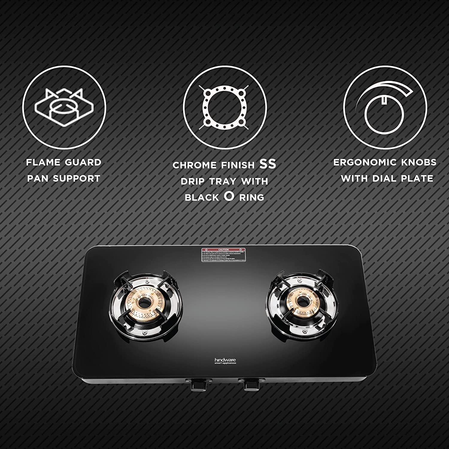 Hindware Alverio Neo Toughened Glass Top 2 Burner Manual Gas Stove (Ergonomic Design, Black)_5