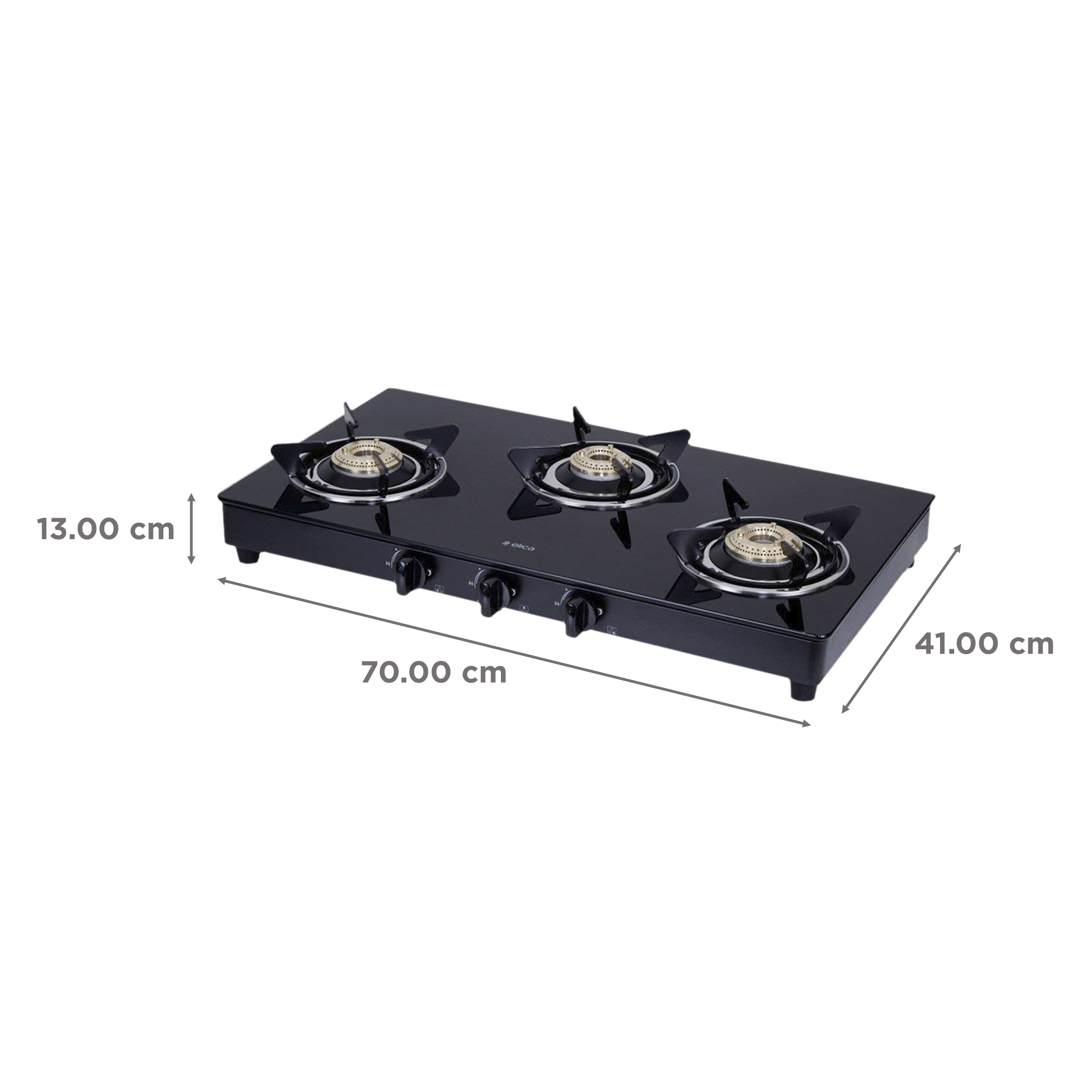 Elica 703 CT VETRO BK Toughened Glass Top 3 Burner Manual Gas Stove (Round Euro Coated Grid, Black)_2