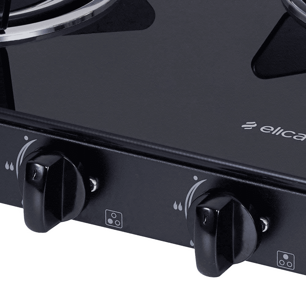 Elica 703 CT VETRO BK Toughened Glass Top 3 Burner Manual Gas Stove (Round Euro Coated Grid, Black)_5