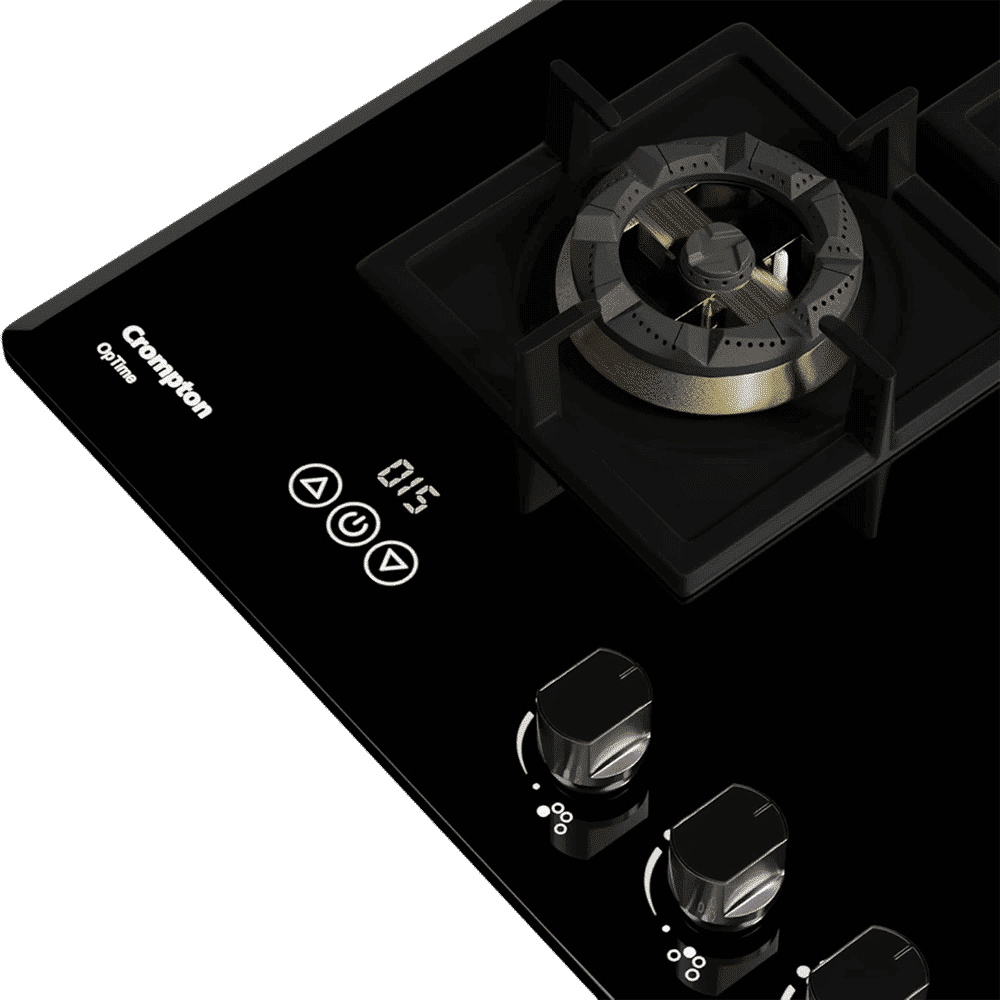 Crompton Optime Toughened Glass Top 4 Burner Automatic Hob (3D Flame Technology, Midnight Black)_4