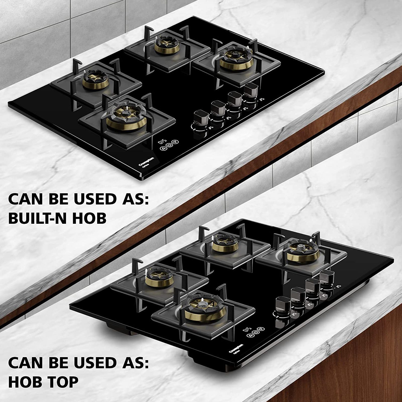 Crompton Optime Toughened Glass Top 4 Burner Automatic Hob (3D Flame Technology, Midnight Black)_7