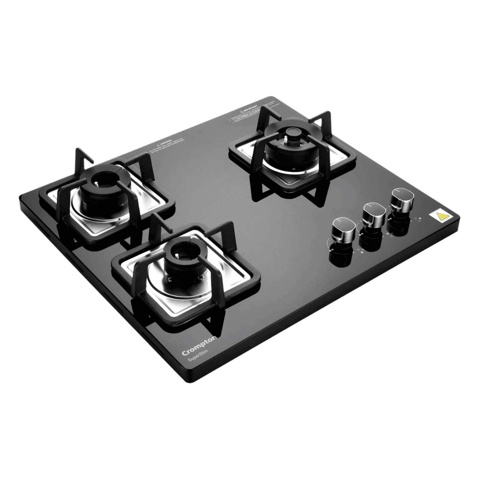 Crompton SuperSlim Toughened Glass Top 3 Burner Automatic Hob (Triple Ring Burner, Midnight Black)_1
