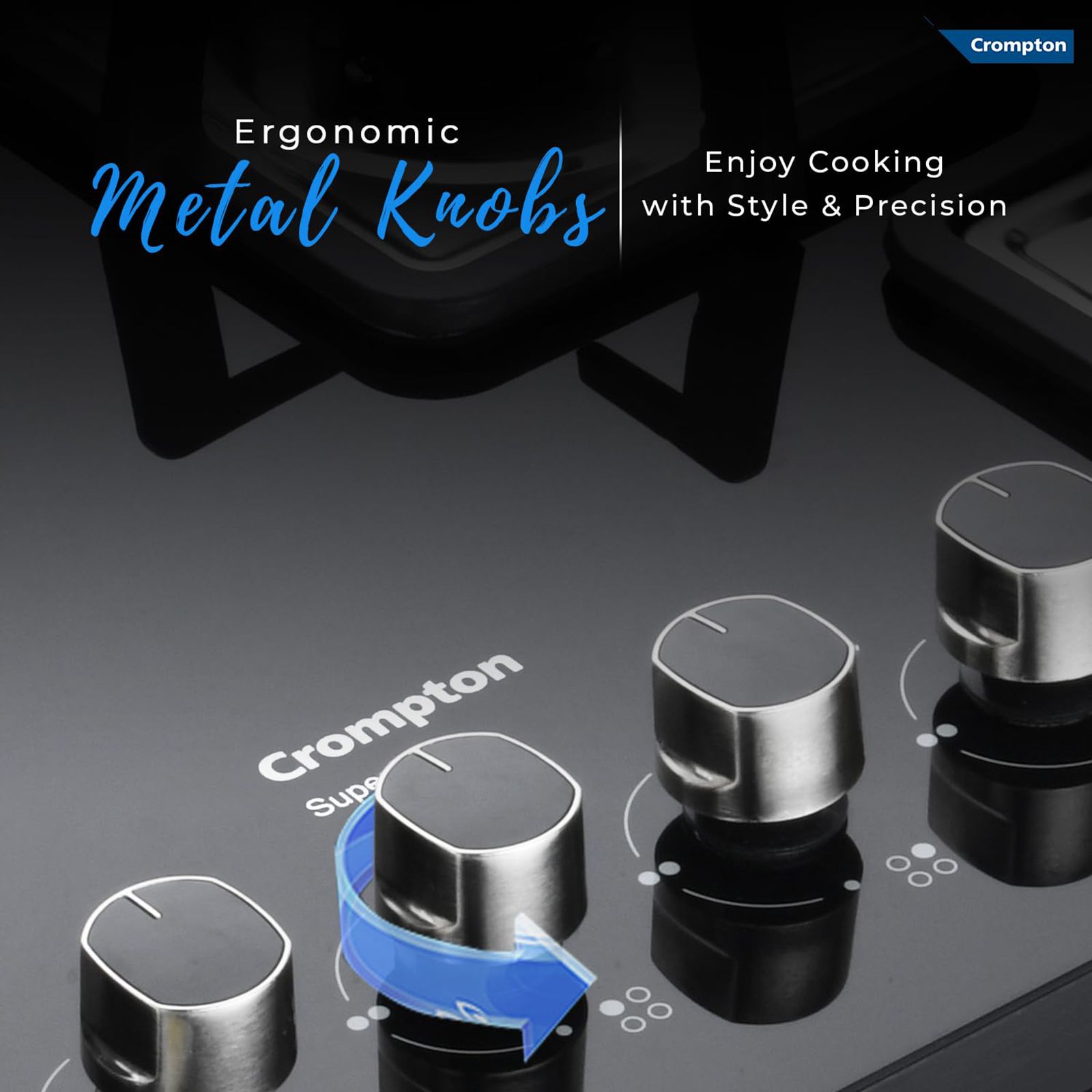 Crompton SuperSlim Toughened Glass Top 4 Burner Automatic Hob (Heat Resistant Metal Knob, Midnight Black)_10