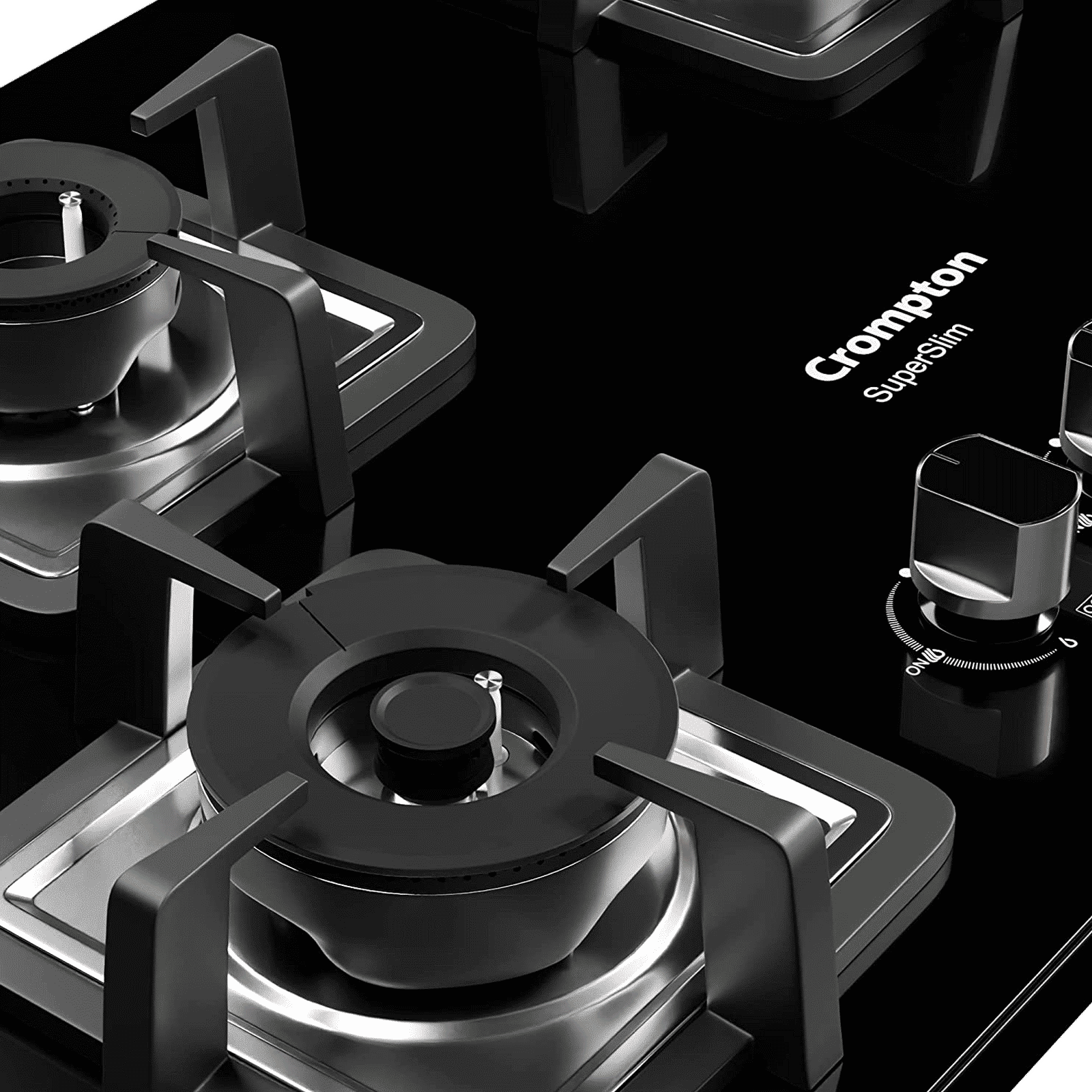 Crompton SuperSlim Toughened Glass Top 4 Burner Automatic Hob (Heat Resistant Metal Knob, Midnight Black)_4