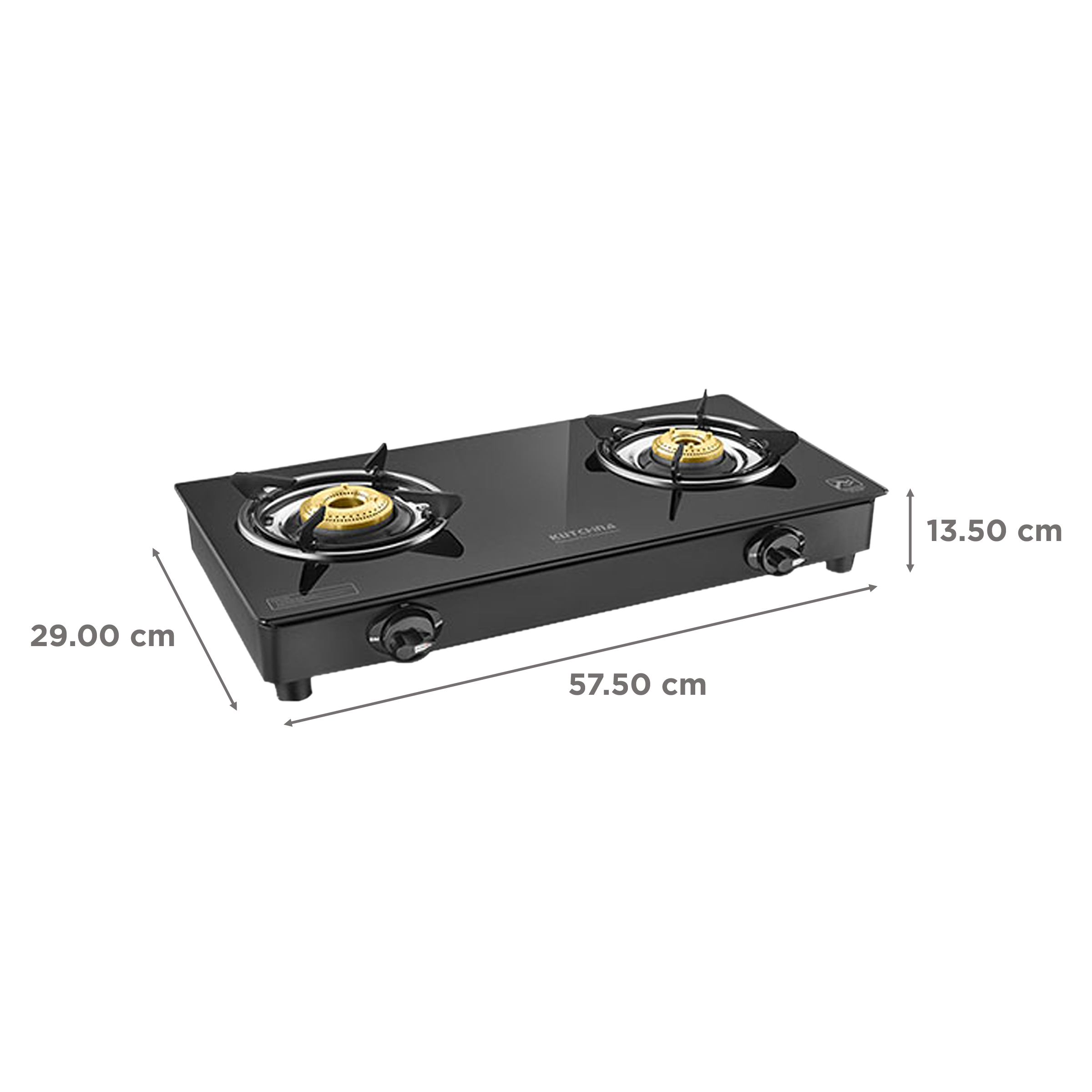 Kutchina Fabio 2B Eco Tempered Glass Top 2 Burner Manual Gas Stove (Stainless Steel Drip Tray, Black)_2