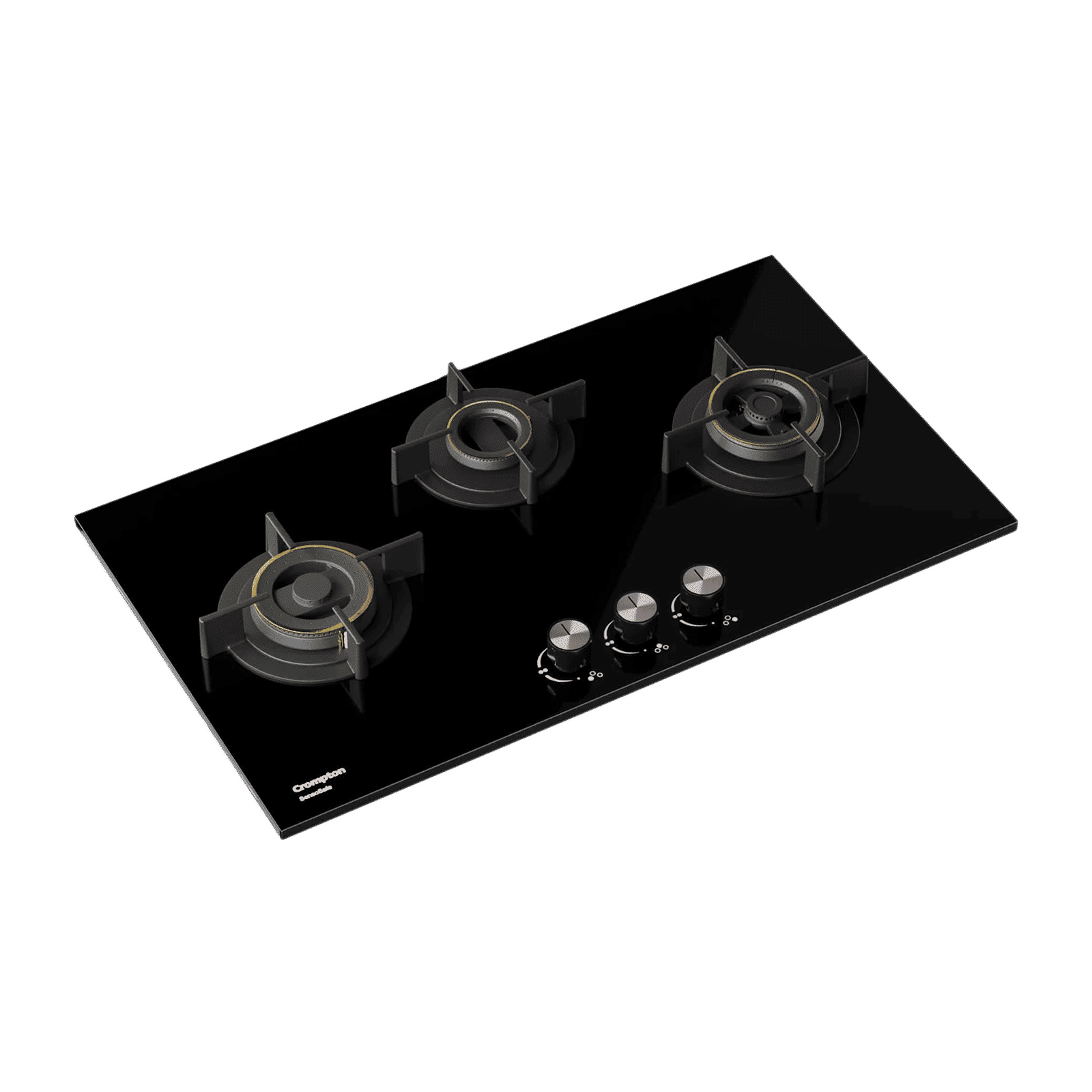 Crompton SensoSafe Toughened Glass Top 3 Burner Automatic Hob (Triple Ring Burner, Midnight Black)_1