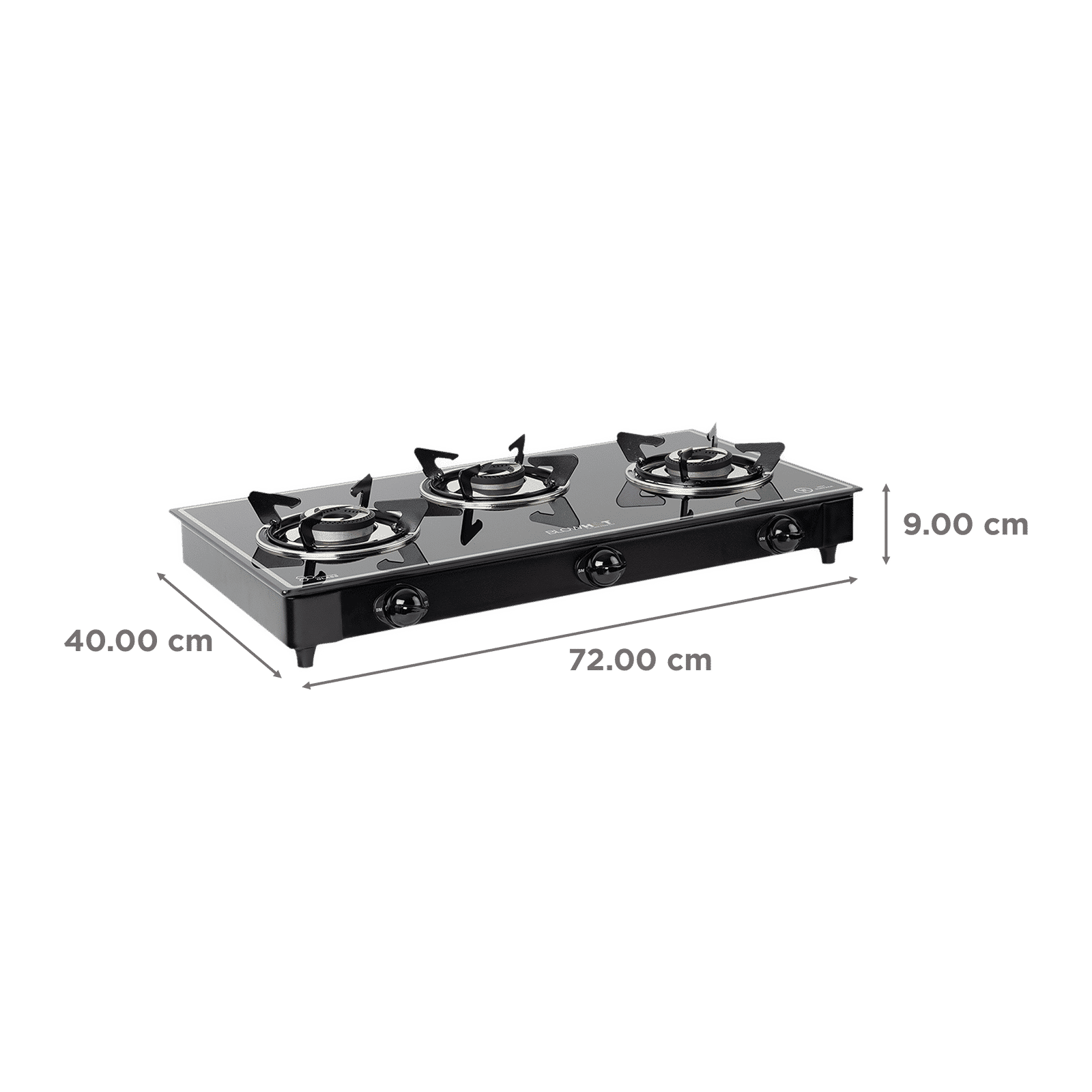 Blowhot Opal Toughened Glass Top 3 Burner Manual Gas Stove (ISI Certified, Black)_2