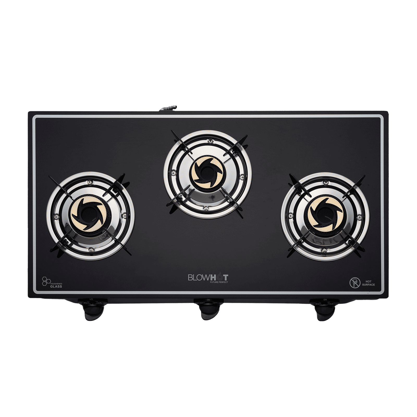 Blowhot Opal Toughened Glass Top 3 Burner Manual Gas Stove (ISI Certified, Black)_6
