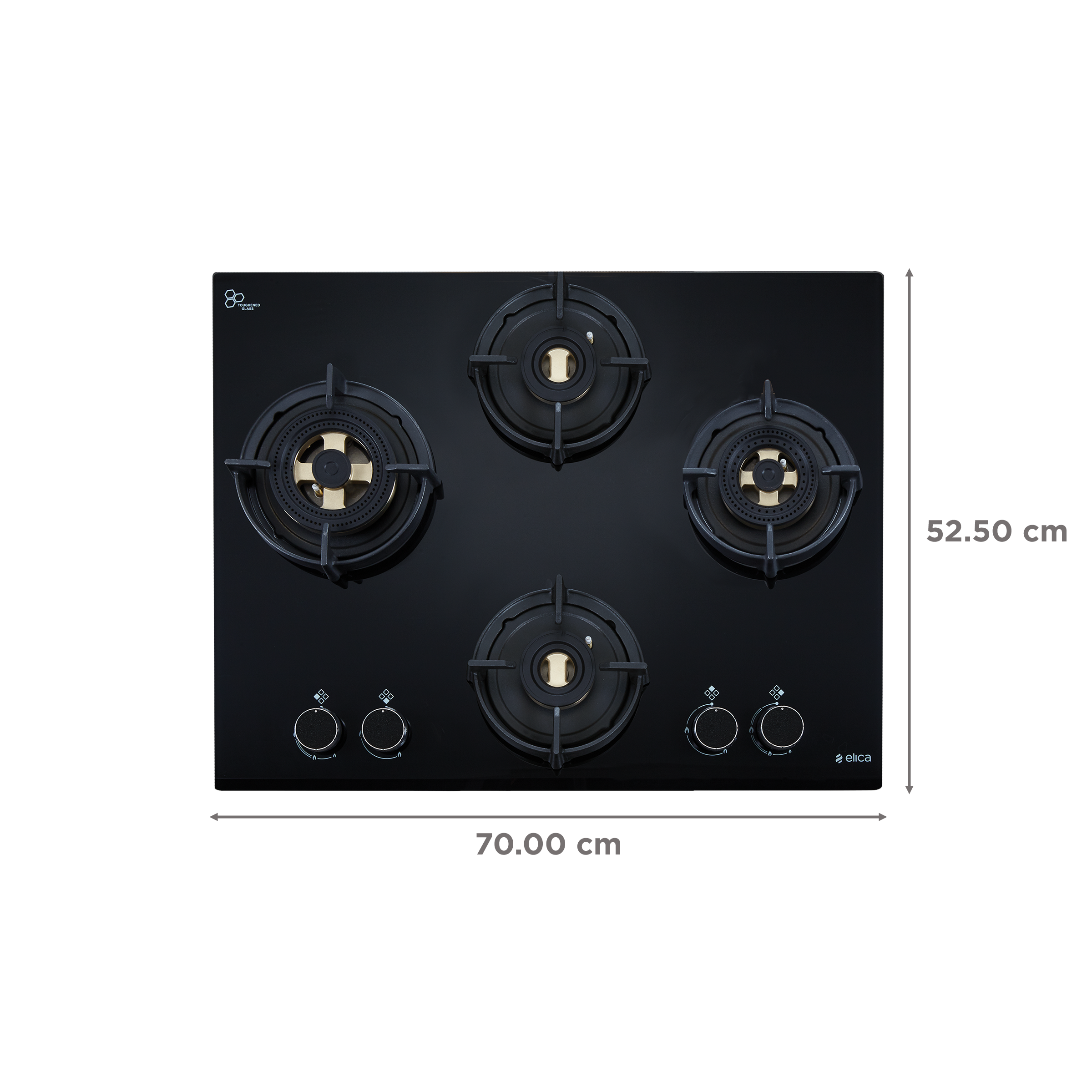 Elica FLEXI DFS FB 4B 60 DX Glass Top 4 Burner Automatic Hob (Cast Iron Pan Support, Black)_2