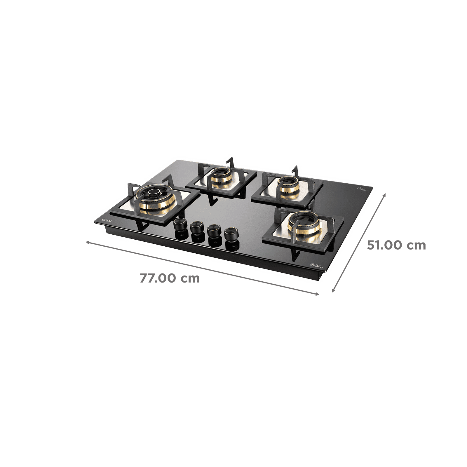 Glen 1074 SQ HT DB TR Toughened Glass Top 4 Burner Automatic Electric Hob (Vitreous Enamelled Pan Support, Black)_2
