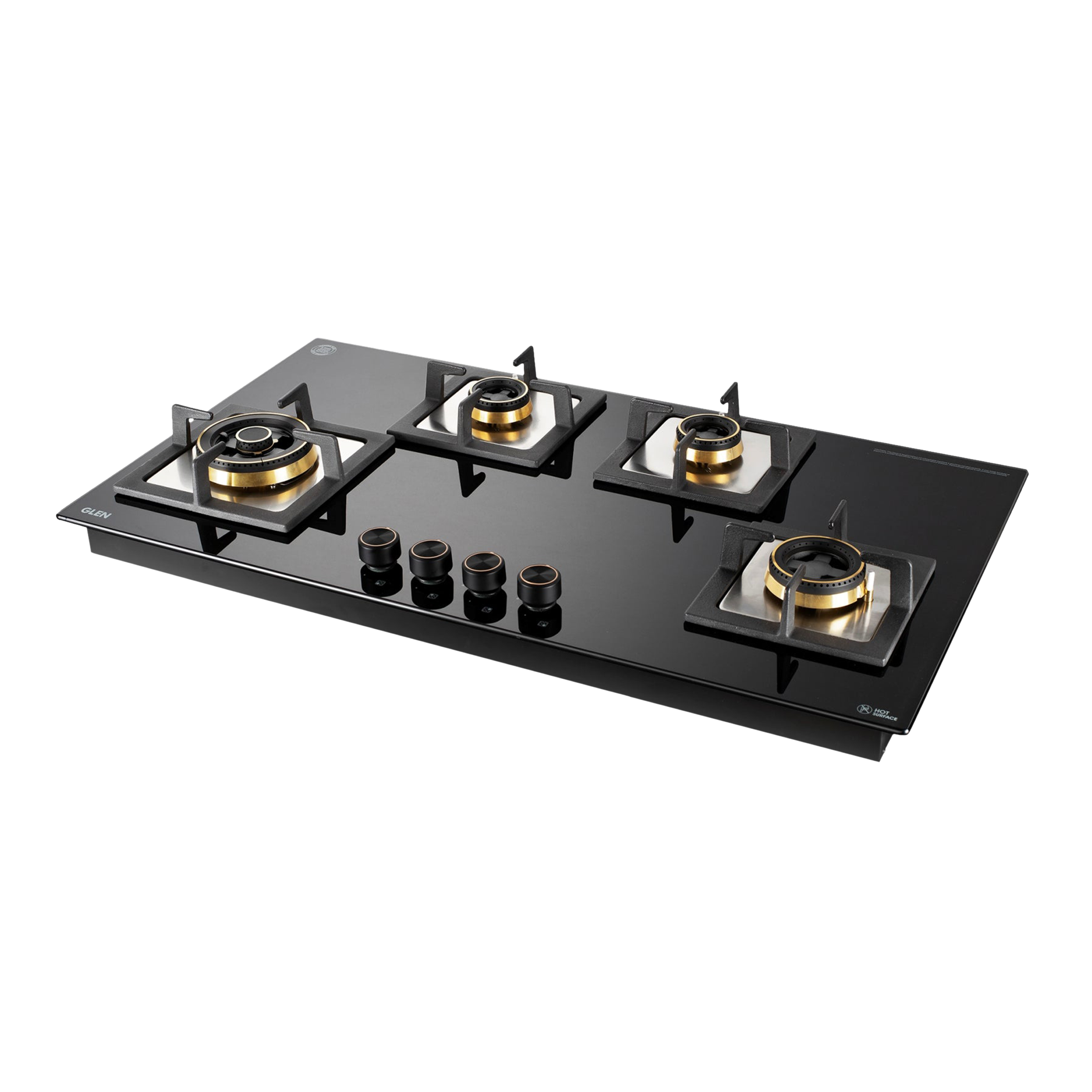 Glen 1094 XL SQ HTDBTR Toughened Glass Top 4 Burner Automatic Electric Hob (Vitreous Enamelled Pan Support, Black)_1
