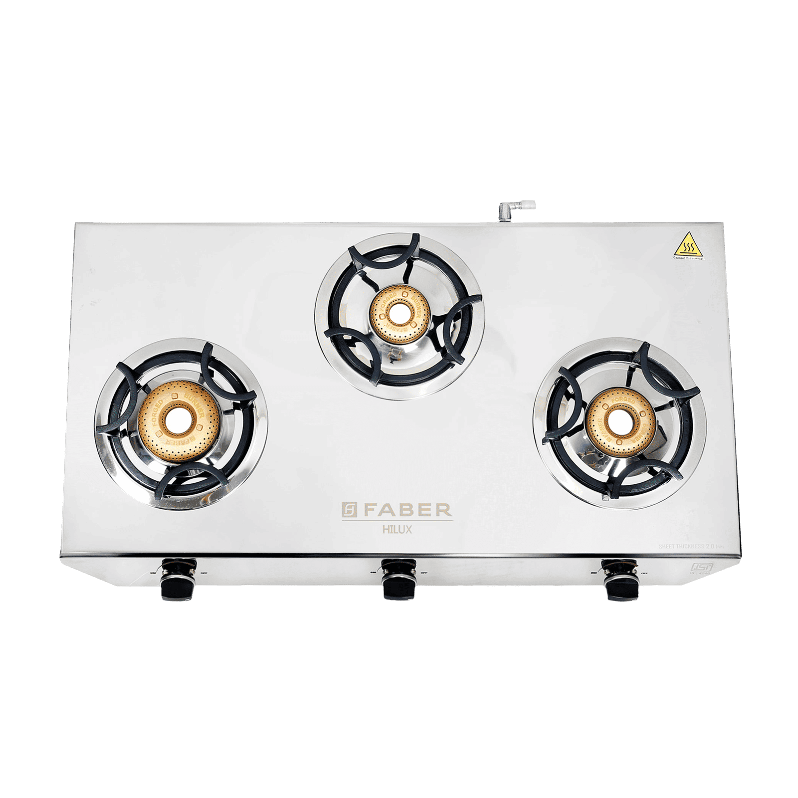 Faber Hilux Max 3BB SS 3 Burner Manual Gas Stove (Black Diamond Coated Sturdy Pan Support, Silver)_9
