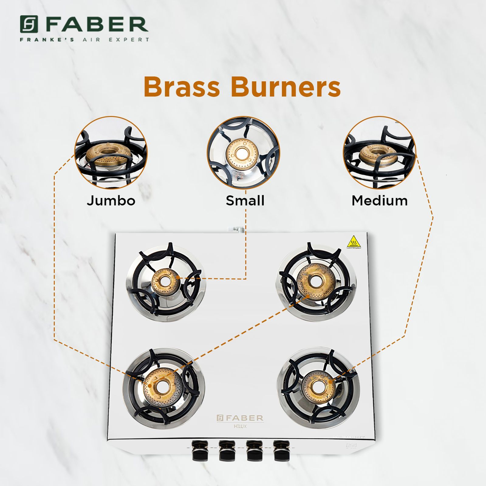 Faber Hilux Max 4BB SS 4 Burner Manual Gas Stove (Black Diamond Coated Sturdy Pan Support, Silver) Faber Hilux Max 4BB SS 4 Burner Manual Gas Stove (Black Diamond Coated Sturdy Pan Support, Silver)_9