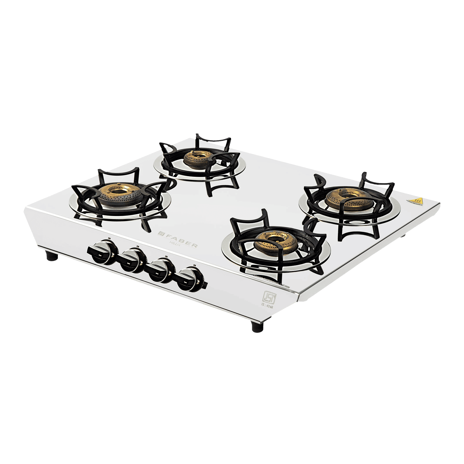 Faber Hilux Max 4BB SS 4 Burner Manual Gas Stove (Black Diamond Coated Sturdy Pan Support, Silver) Faber Hilux Max 4BB SS 4 Burner Manual Gas Stove (Black Diamond Coated Sturdy Pan Support, Silver)_6