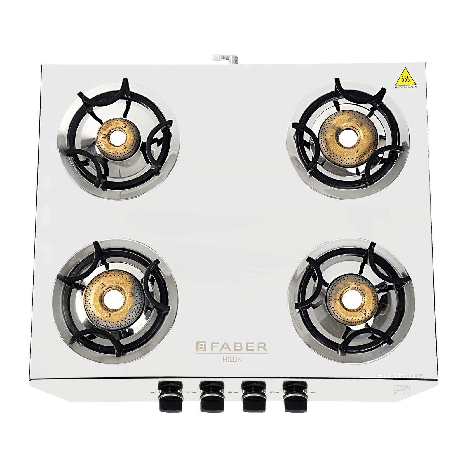 Faber Hilux Max 4BB SS 4 Burner Manual Gas Stove (Black Diamond Coated Sturdy Pan Support, Silver) Faber Hilux Max 4BB SS 4 Burner Manual Gas Stove (Black Diamond Coated Sturdy Pan Support, Silver)_8