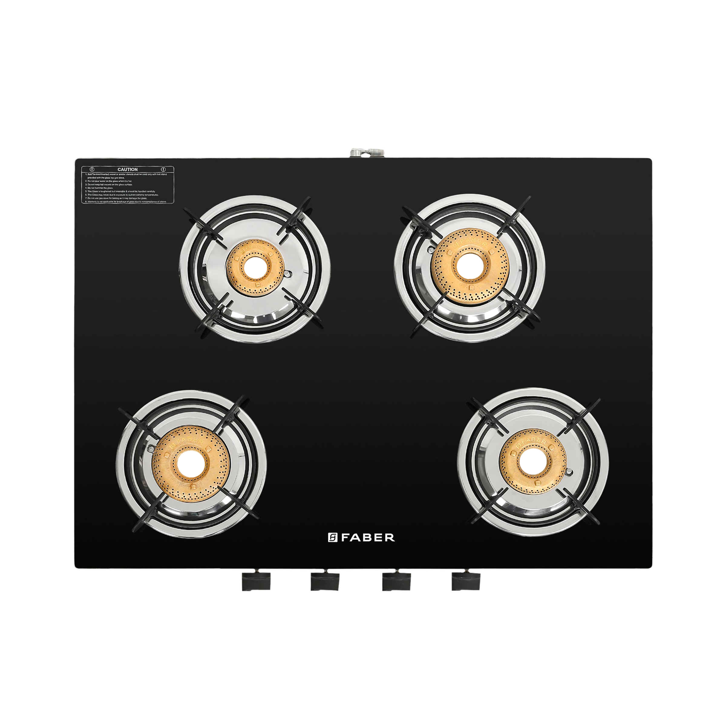 Faber Jumbo Neo XL 4BB AI Glass Top 4 Burner Automatic Gas Stove (MS Power Coated Pan Support, Black)_1