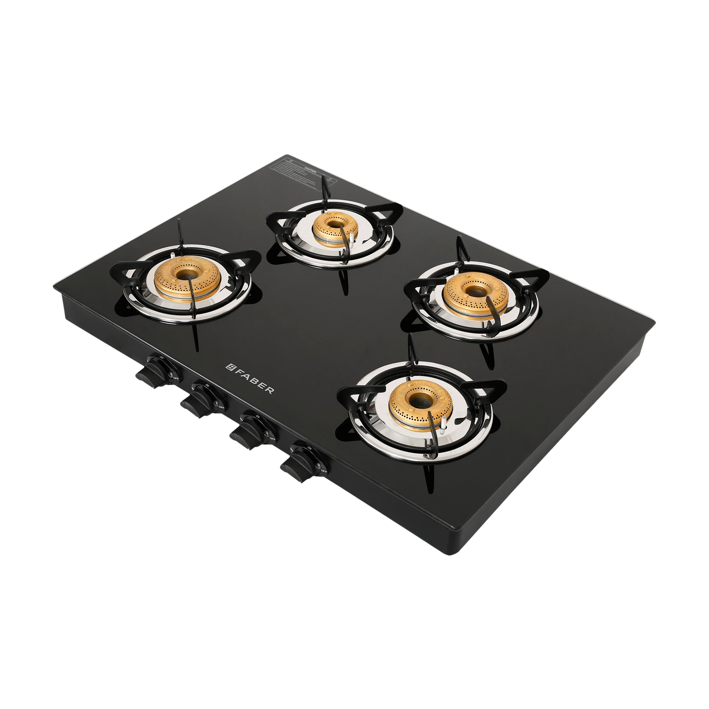 Faber Jumbo Neo XL 4BB AI Glass Top 4 Burner Automatic Gas Stove (MS Power Coated Pan Support, Black)_7