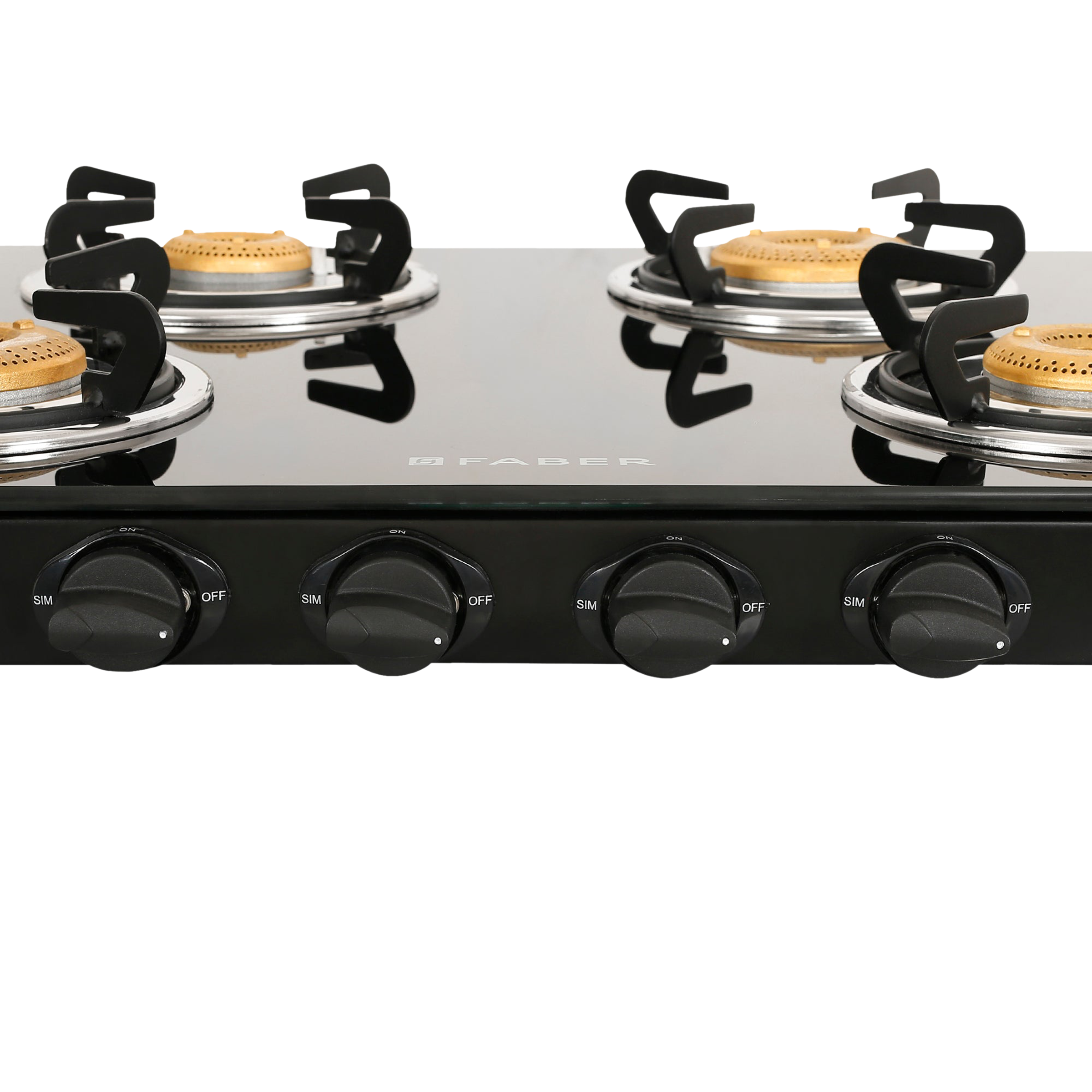 Faber Jumbo Neo XL 4BB AI Glass Top 4 Burner Automatic Gas Stove (MS Power Coated Pan Support, Black)_8
