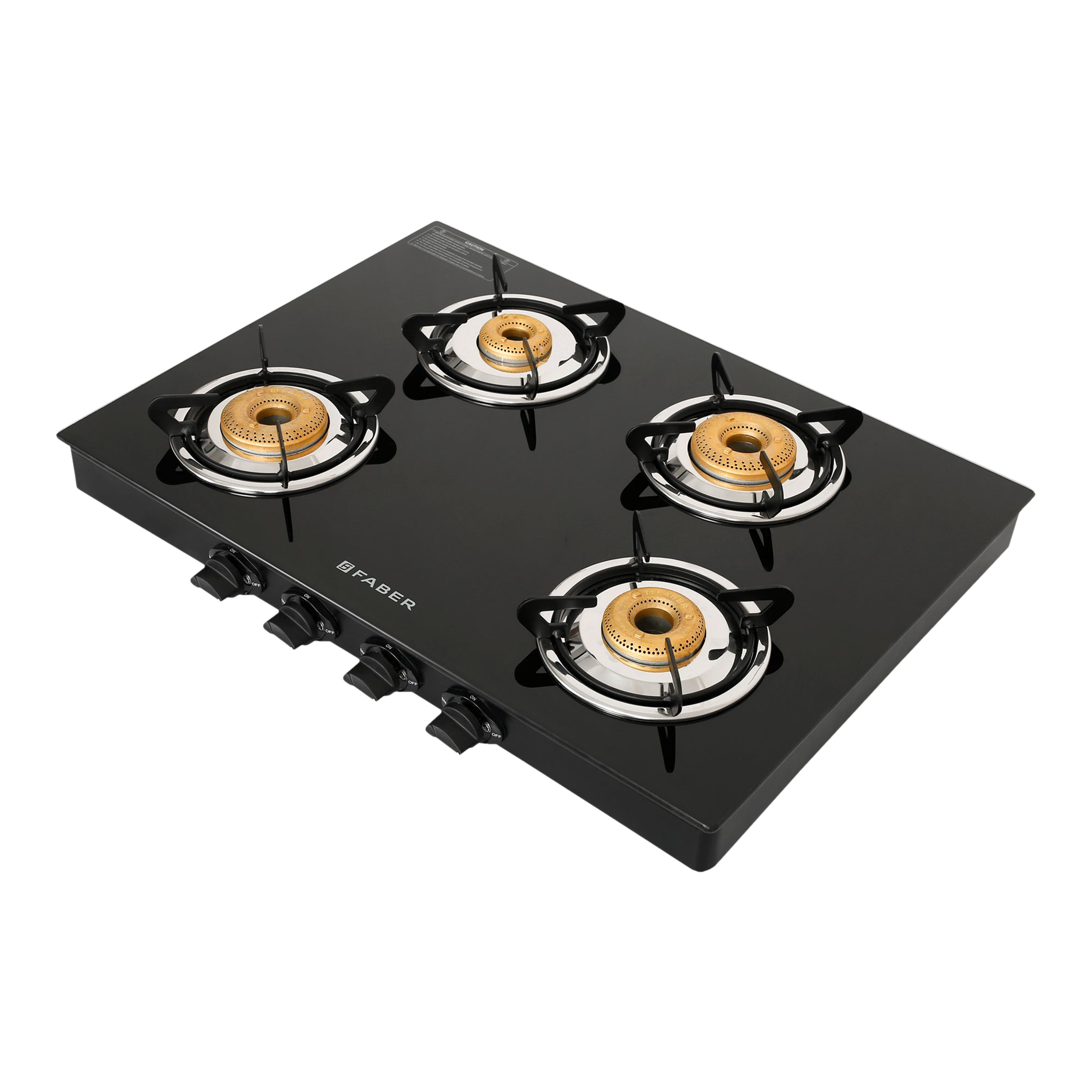 Faber Jumbo Neo XL 4BB Glass Top 4 Burner Manual Gas Stove (MS Power Coated Pan Support, Black)_7