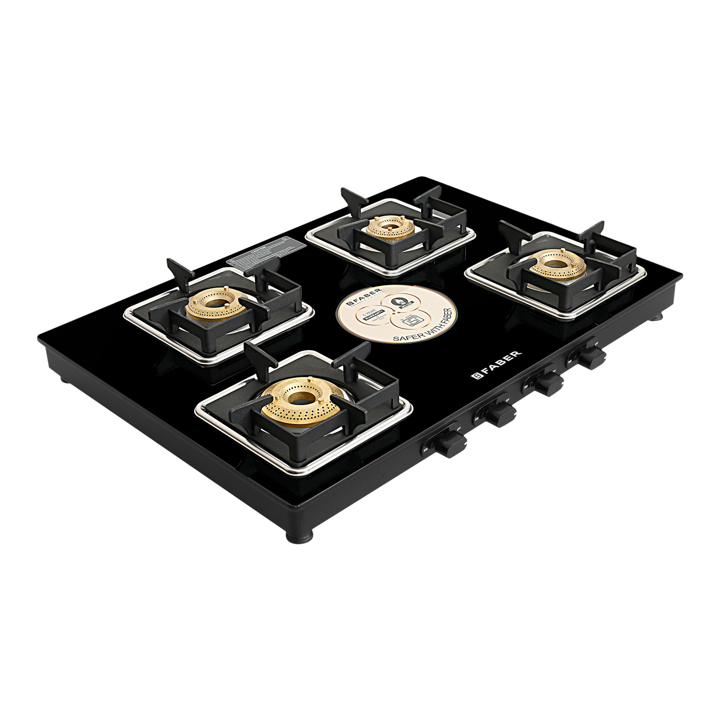 Faber Remo XL 4BB Glass Top 4 Burner Manual Gas Stove (MS Power Coated Pan Support, Black)_6