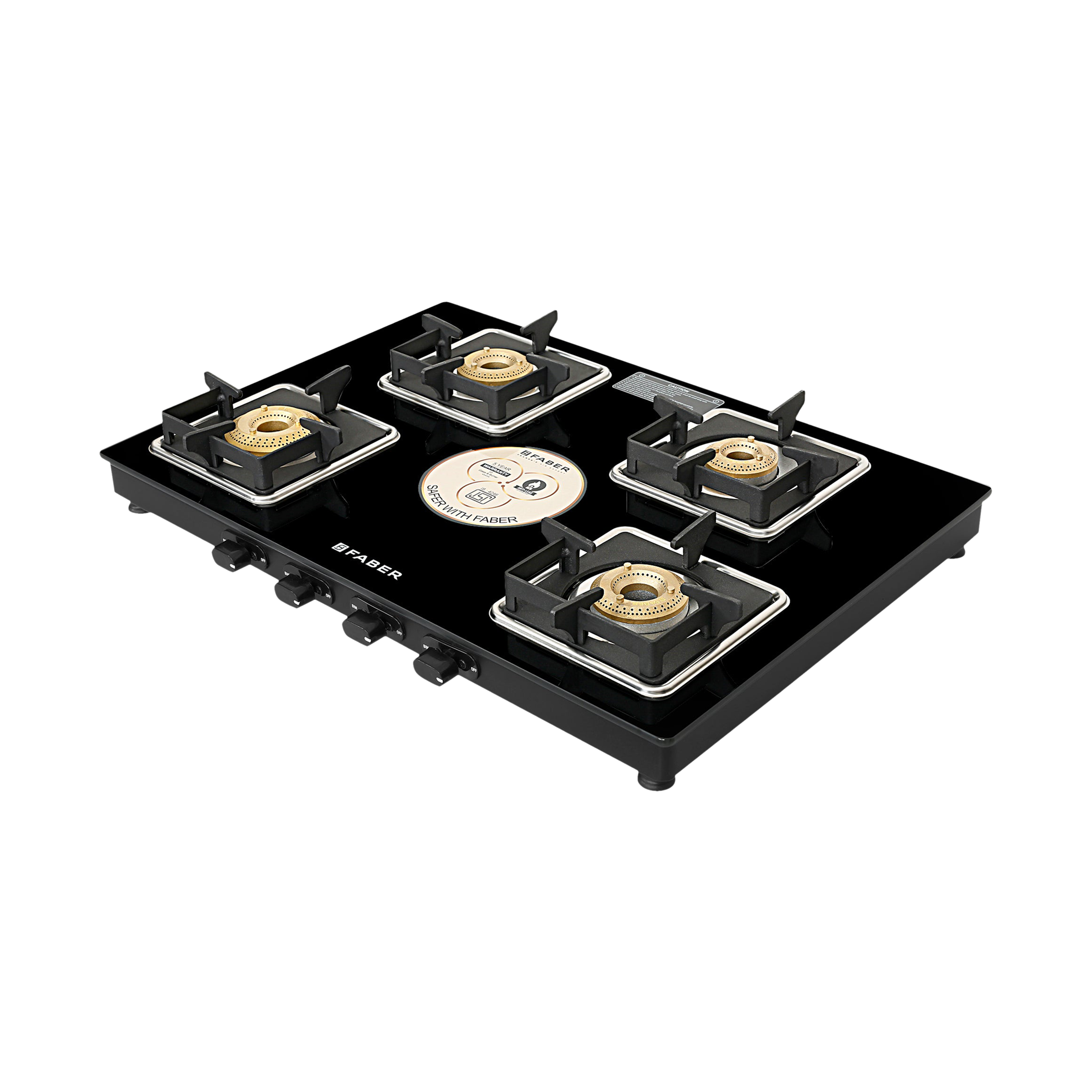 Faber Remo XL 4BB Glass Top 4 Burner Manual Gas Stove (MS Power Coated Pan Support, Black)_7