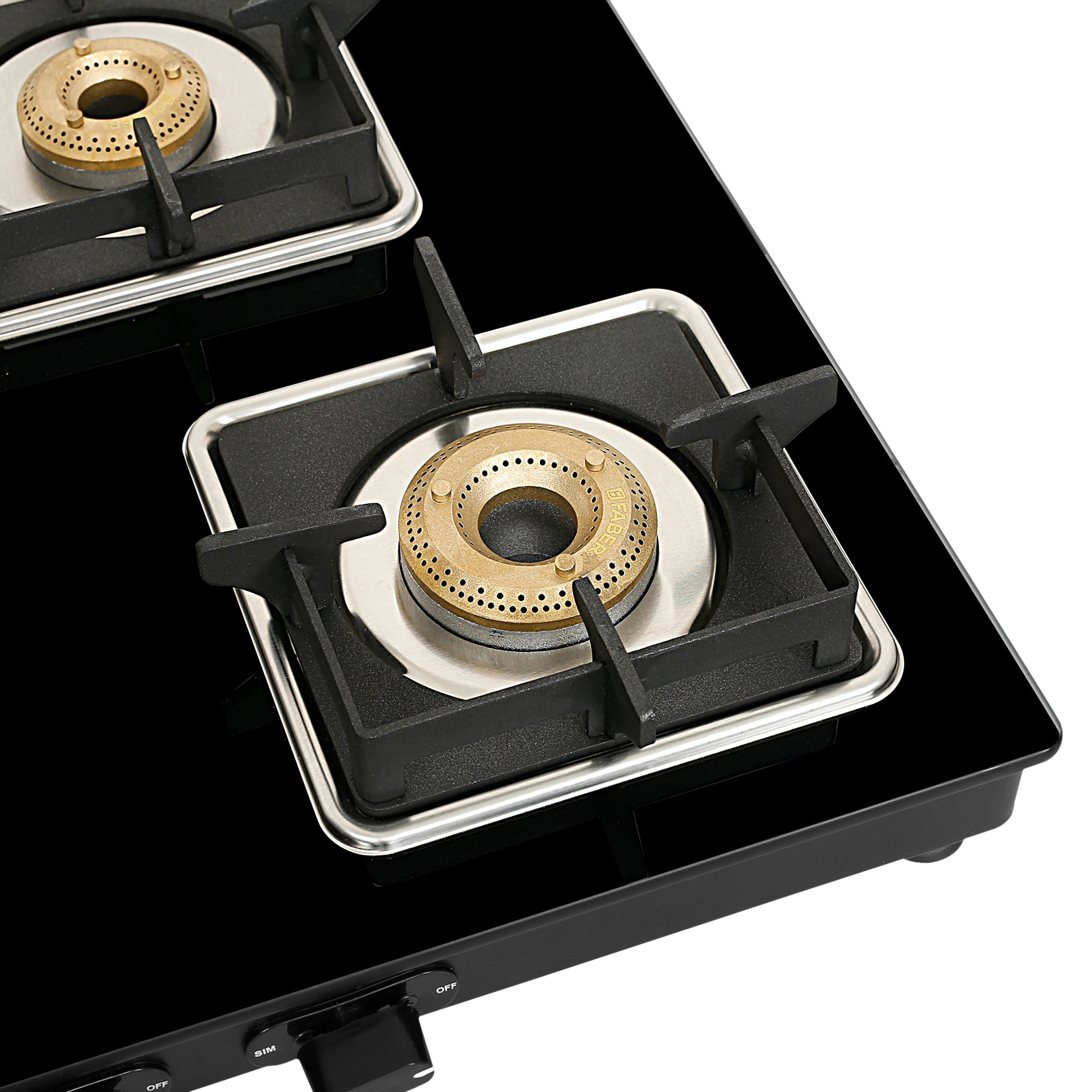 Faber Remo XL 4BB Glass Top 4 Burner Manual Gas Stove (MS Power Coated Pan Support, Black)_4