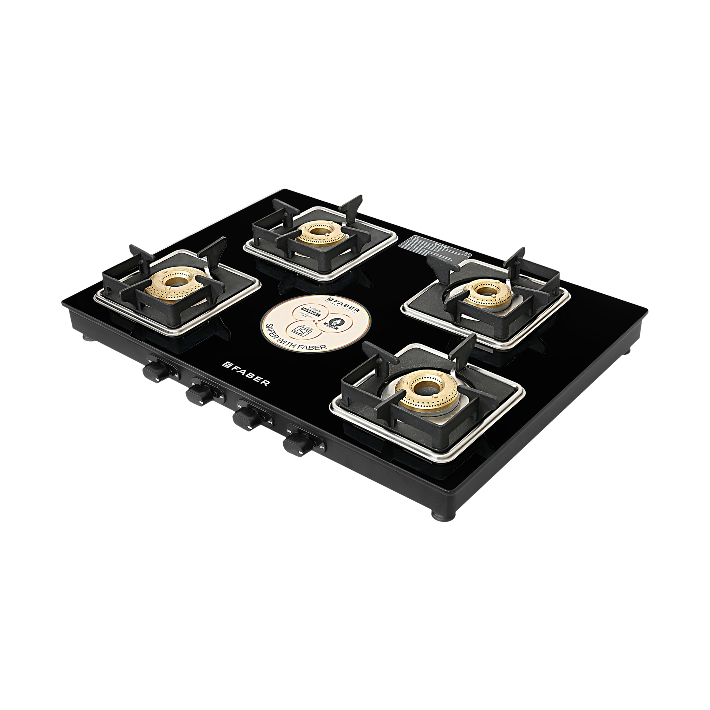 Faber Remo XL 4BB AI Glass Top 4 Burner Automatic Gas Stove (MS Power Coated Pan Support, Black)_7