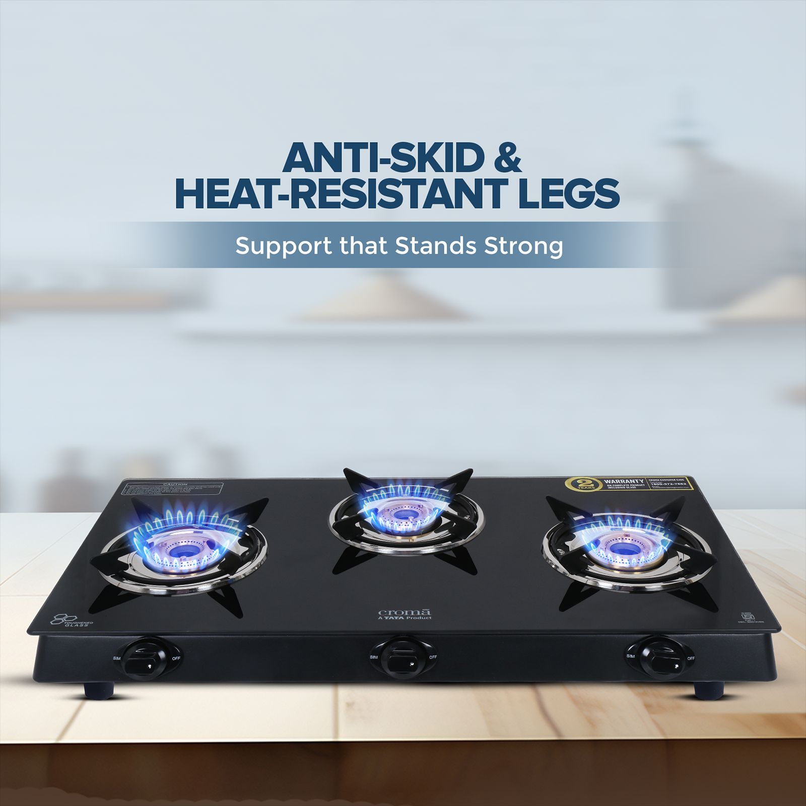 Croma Toughened Glass Top 3 Burner Manual Gas Stove (ISI Certified, Black)_14