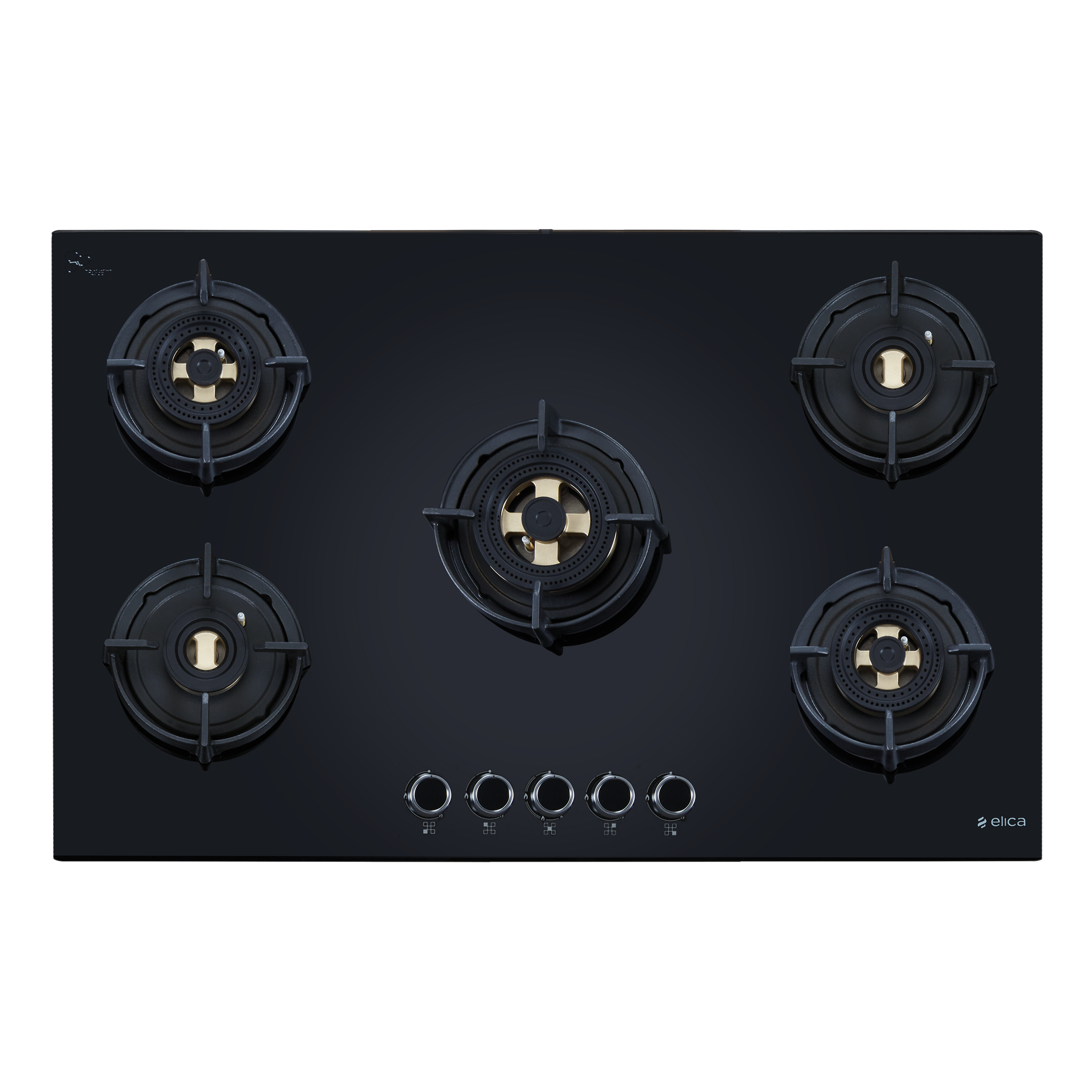 Elica DFS FB MFC 5B 90 5 Burner Automatic Hob (Cast Iron Pan Support, Black)_1