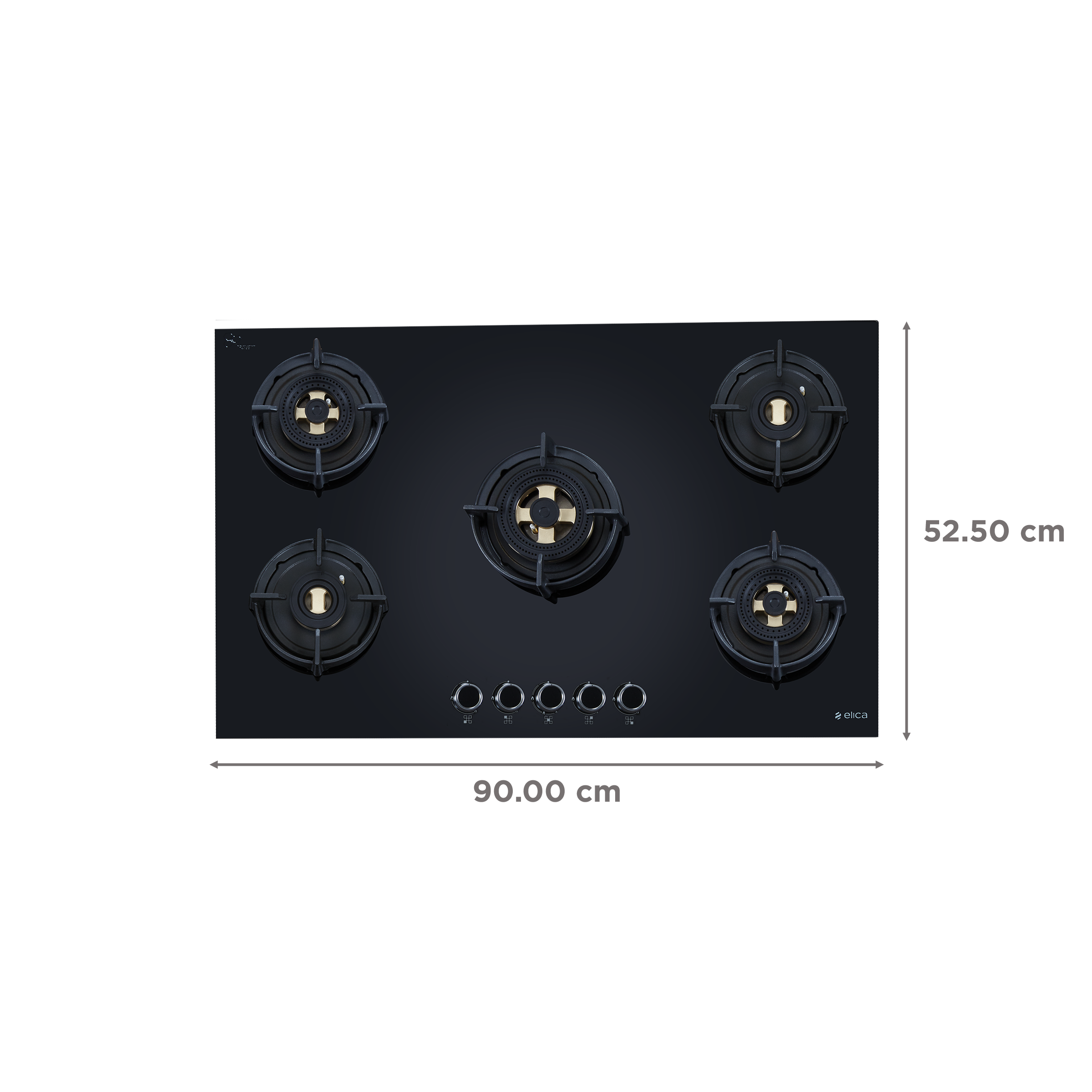 Elica DFS FB MFC 5B 90 5 Burner Automatic Hob (Cast Iron Pan Support, Black)_2